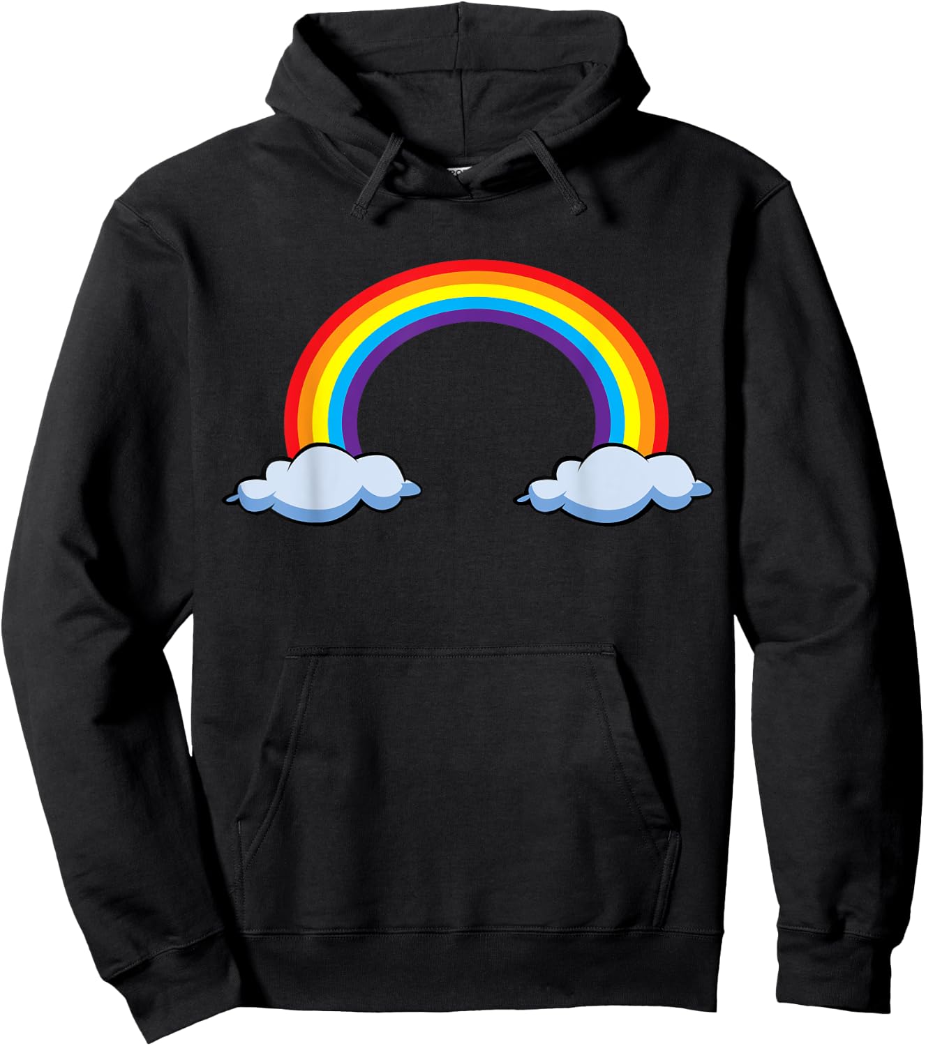 Rainbow with Clouds Hoodie - Hoodie | Black