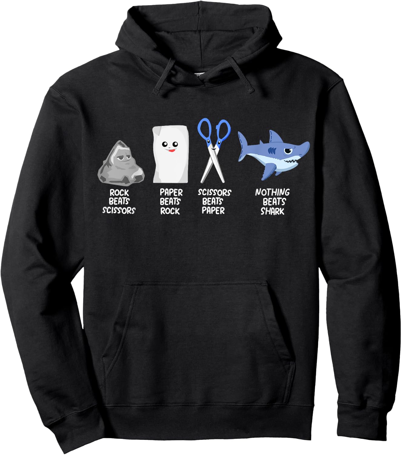 Kids Rock Paper Scissors Shark Clothes Outfit Gift Sharks Hoodie - Hoodie | Black