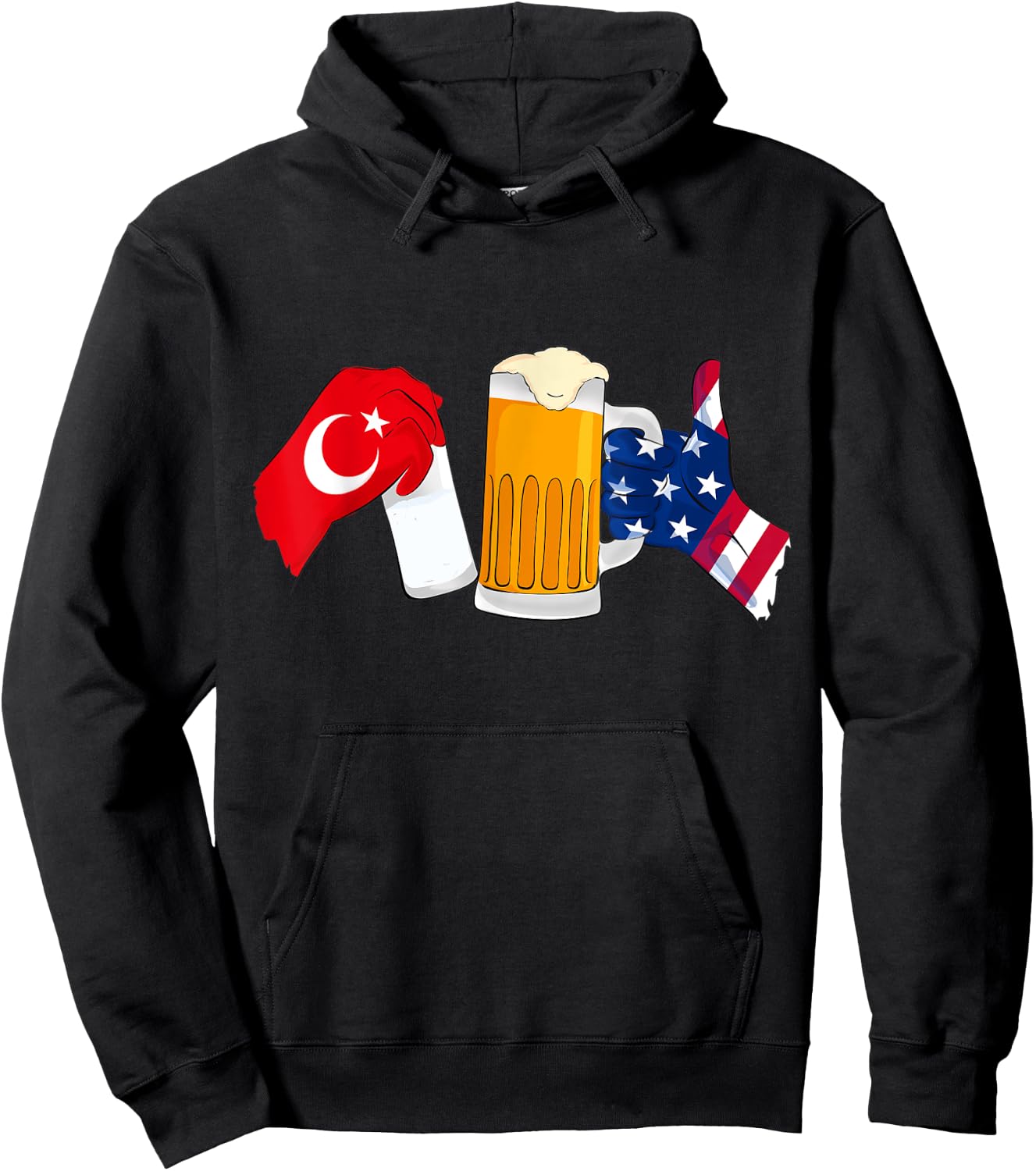Friendship of Turkish Raki and American Beer Hoodie - Hoodie | Black