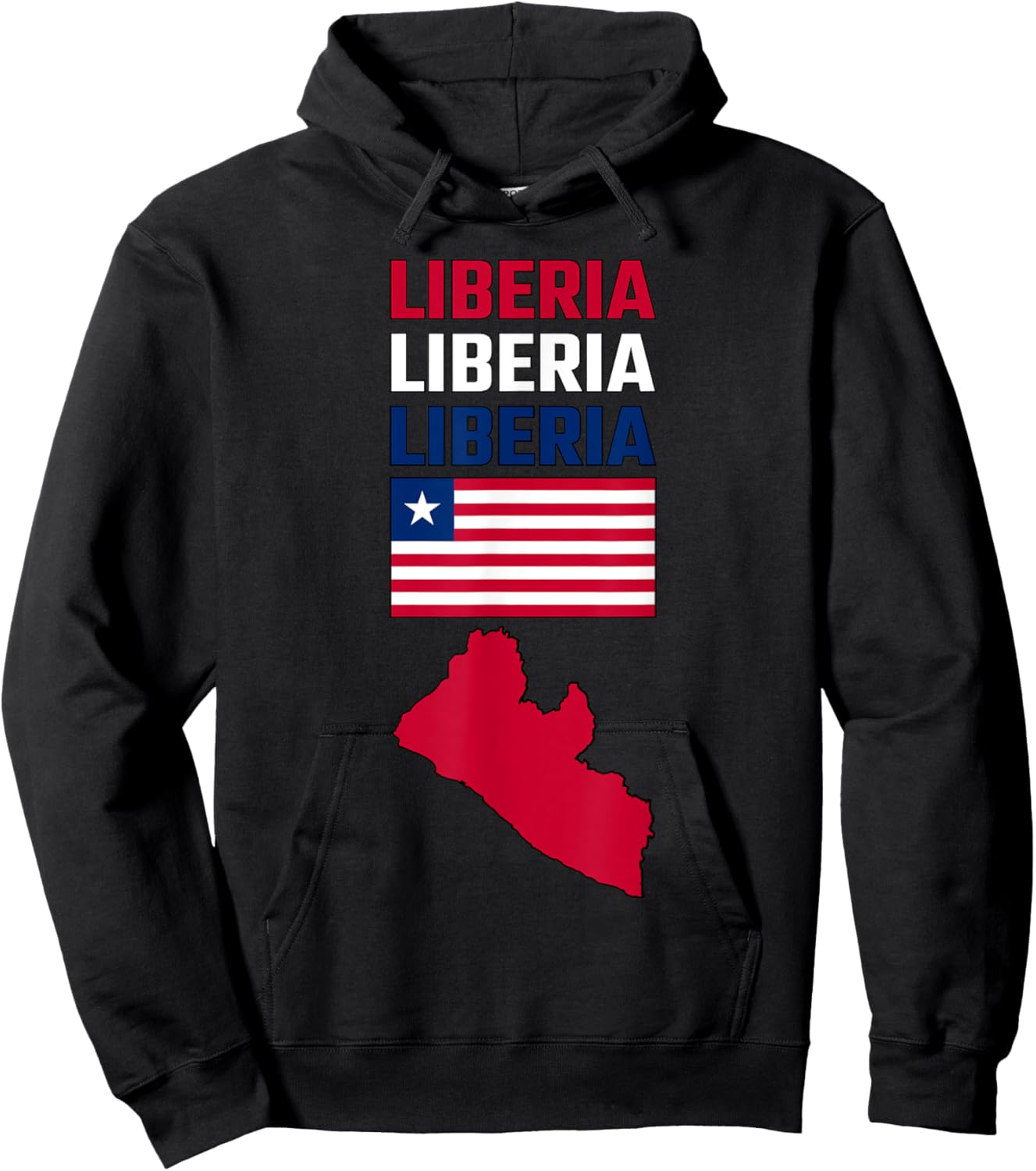 Liberia map with Liberian flag in colors of the flag Hoodie - Hoodie | Black