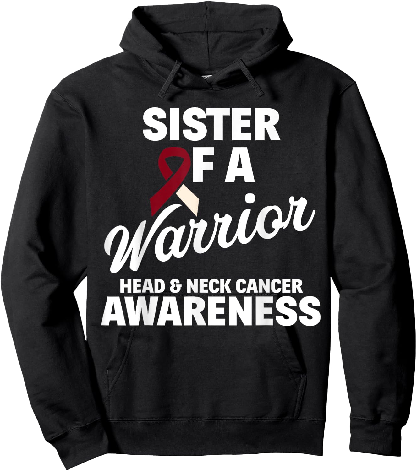 Oral Head & Neck Cancer Awareness Sister Of A Warrior Hoodie - Hoodie | Black