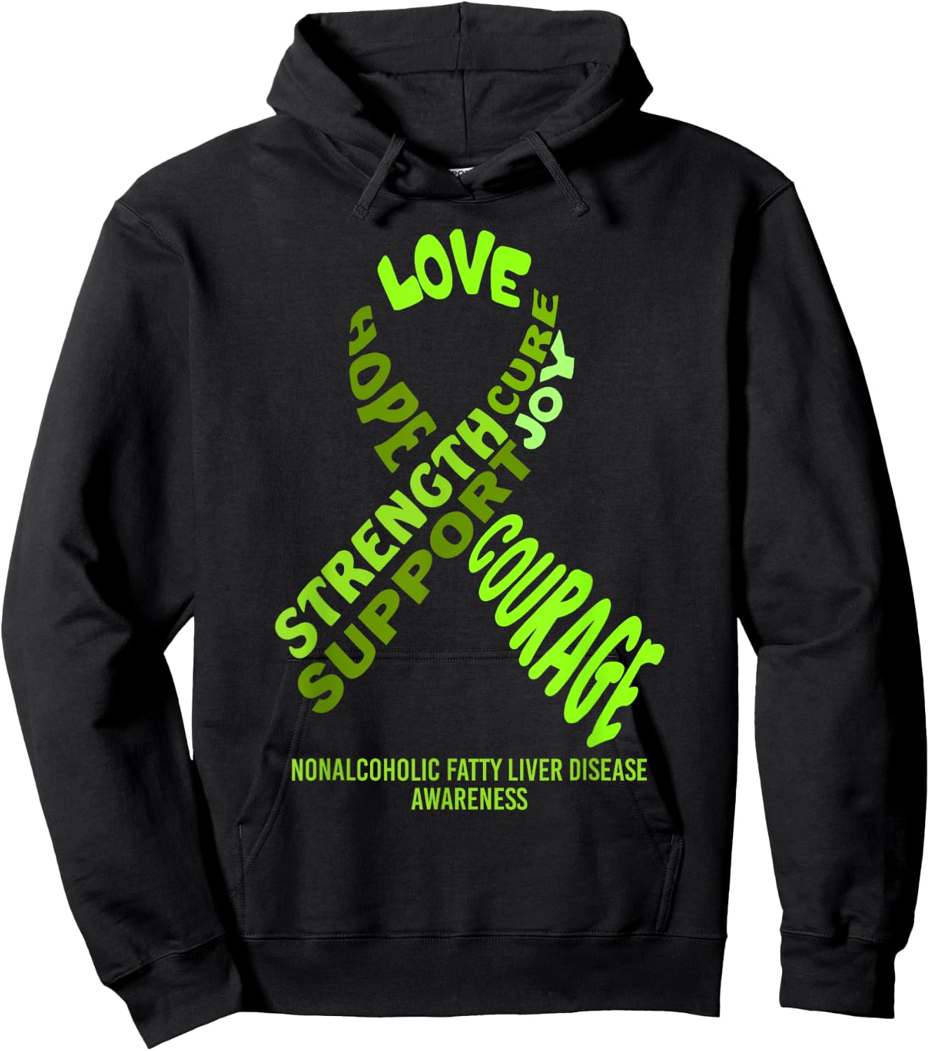 Nonalcoholic Fatty Liver Dz. Awareness Ribbon W/ Words Shirt Hoodie - Hoodie | Black