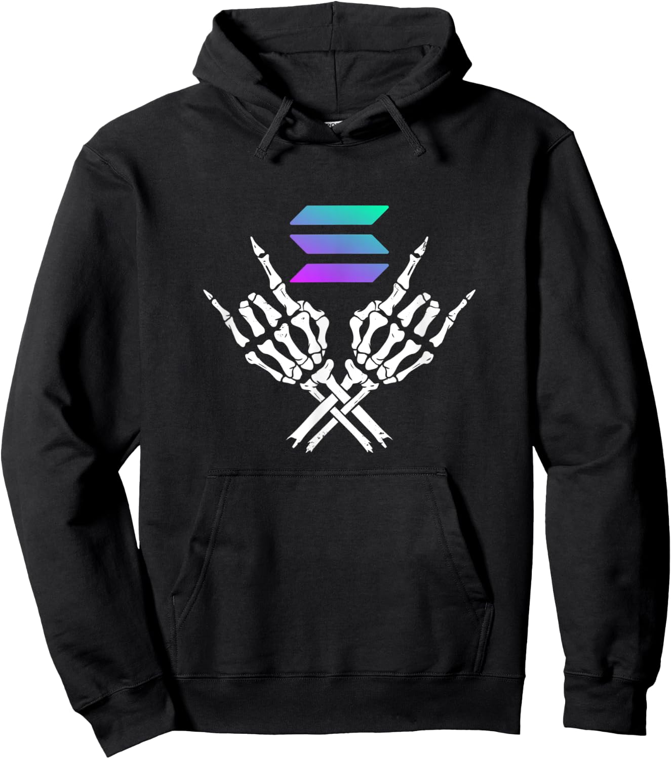 Solana Crypto Skeleton Halloween Theme Metal Hands SOL Hoodie - Hoodie | Black