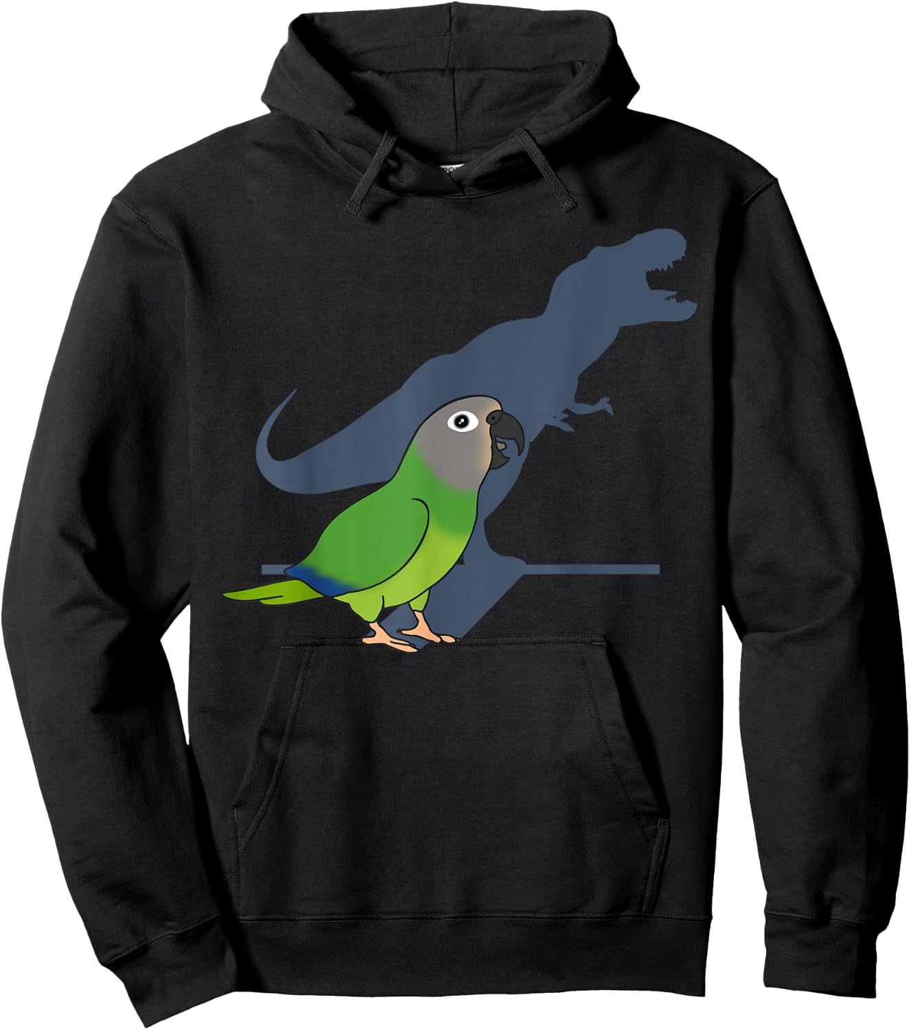 Funny Dusky headed Conure T-rex, Dinosaur Parrot Pet Bird Hoodie - Hoodie | Black