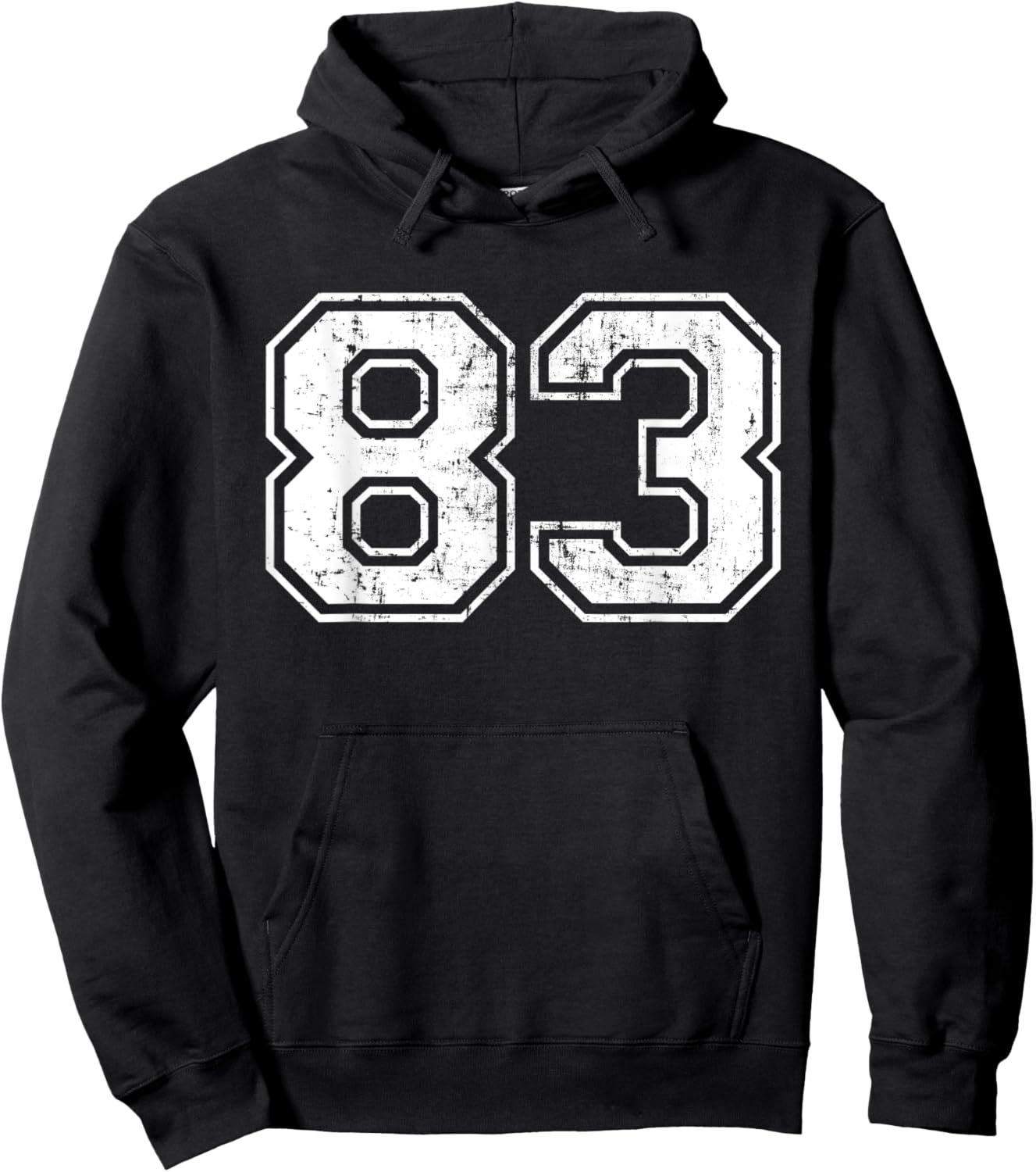 Number 83 Eighty Three Distressed Vintage Sports Team Gym Hoodie - Hoodie | Black