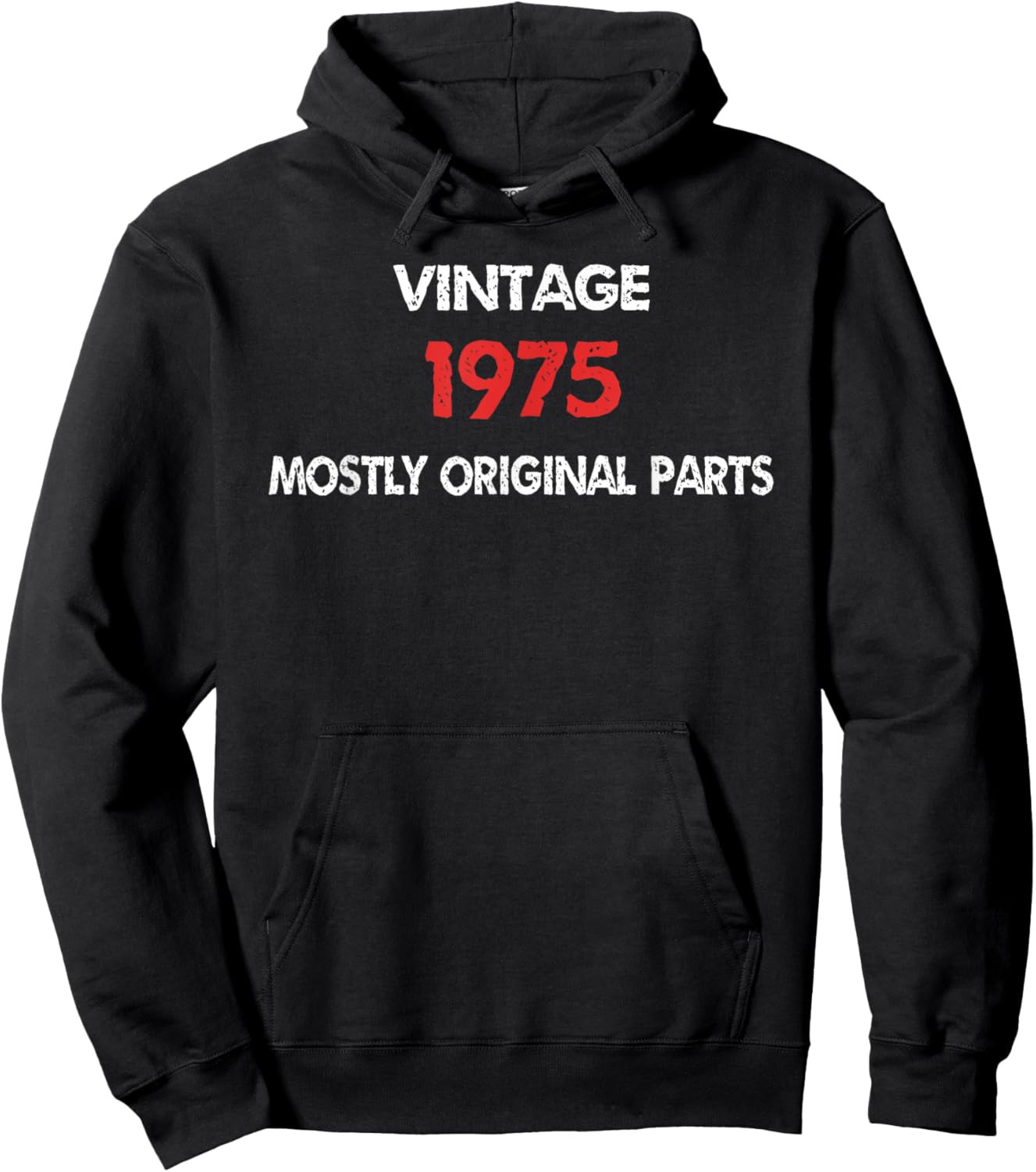 Funny Birthday Vintage 1975 Mostly Original Parts Humor Hoodie - Hoodie | Black