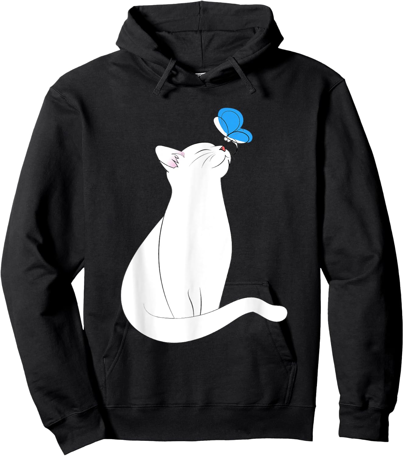 Cute White Kitty Butterfly Kitten Cat Lover Women Kids Hoodie - Hoodie | Black