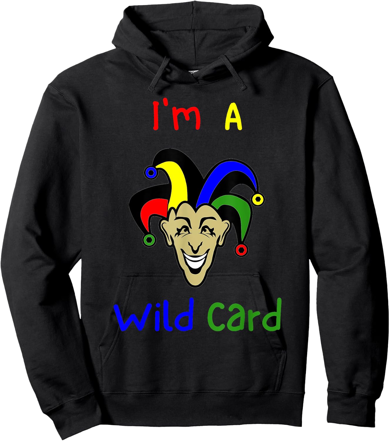 Joker - Wild Card - Funny Expression- Clown Face - Colorful Hoodie - Hoodie | Black