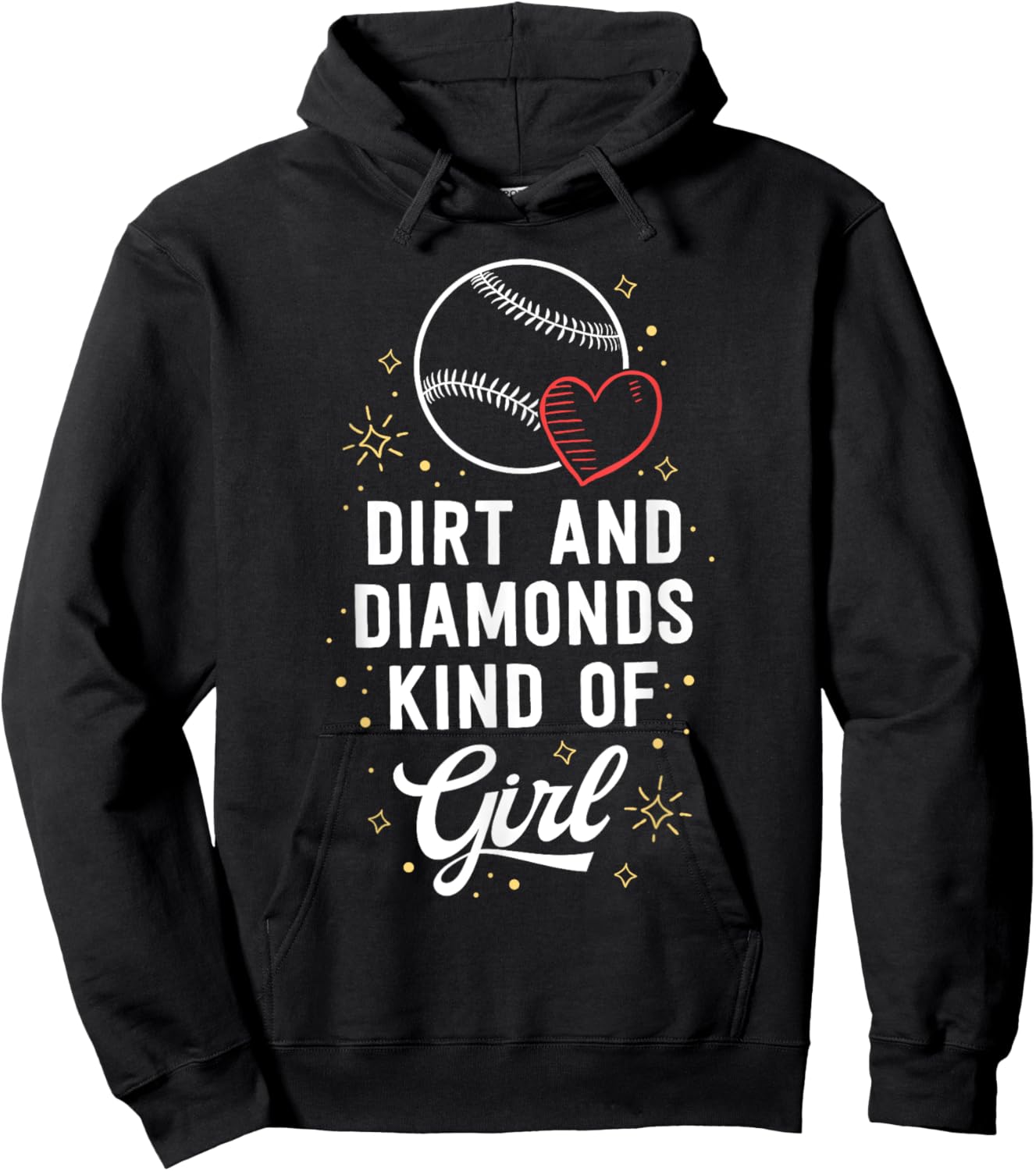 Baseball shirt for girls Dirt and Diamonds Kind of Girl Hoodie - Hoodie | Black