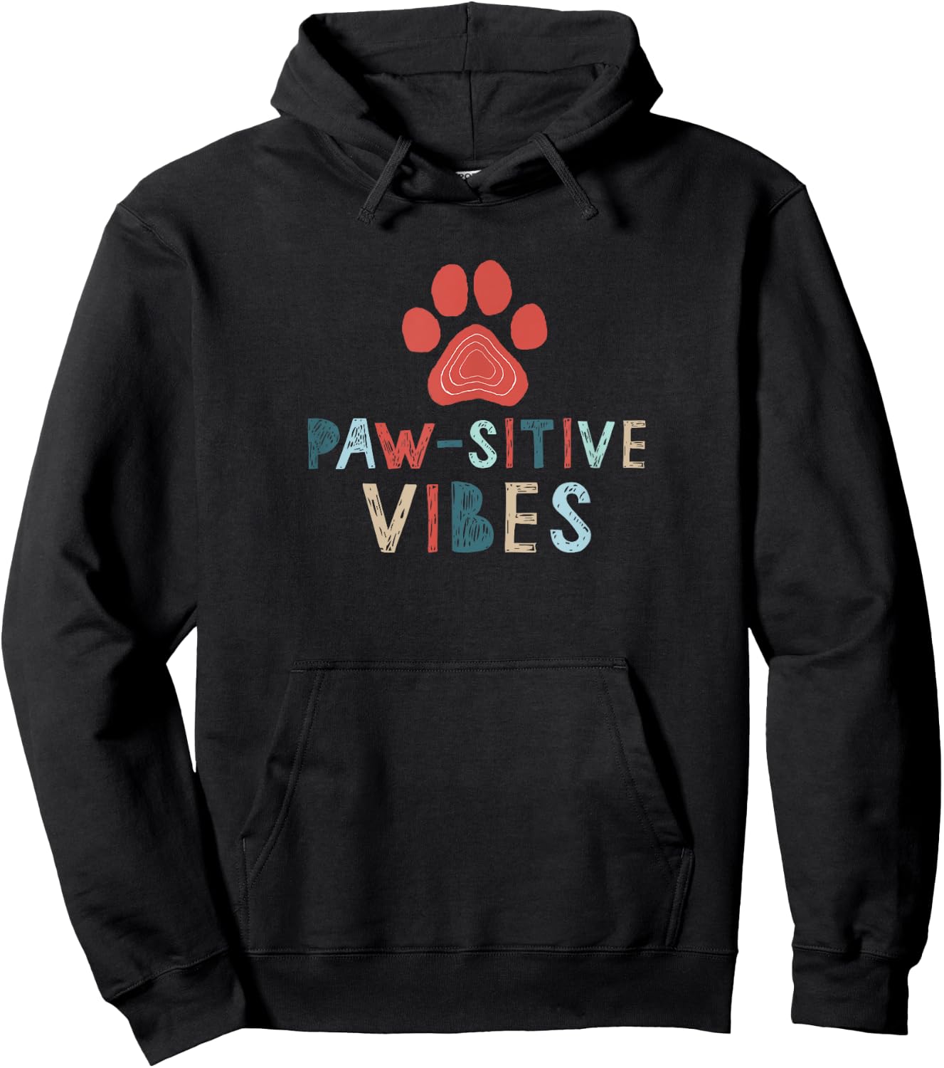 Good Vibes Positive Energy Paw-sitive Vibes Funny Hoodie - Hoodie | Black