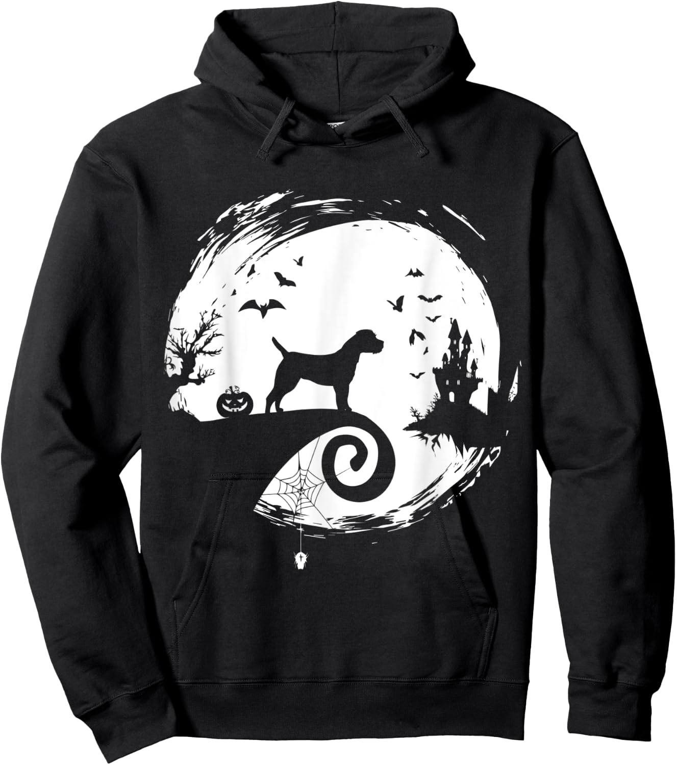 Border Terrier Halloween Costume Moon Silhouette Creepy Hoodie - Hoodie | Black