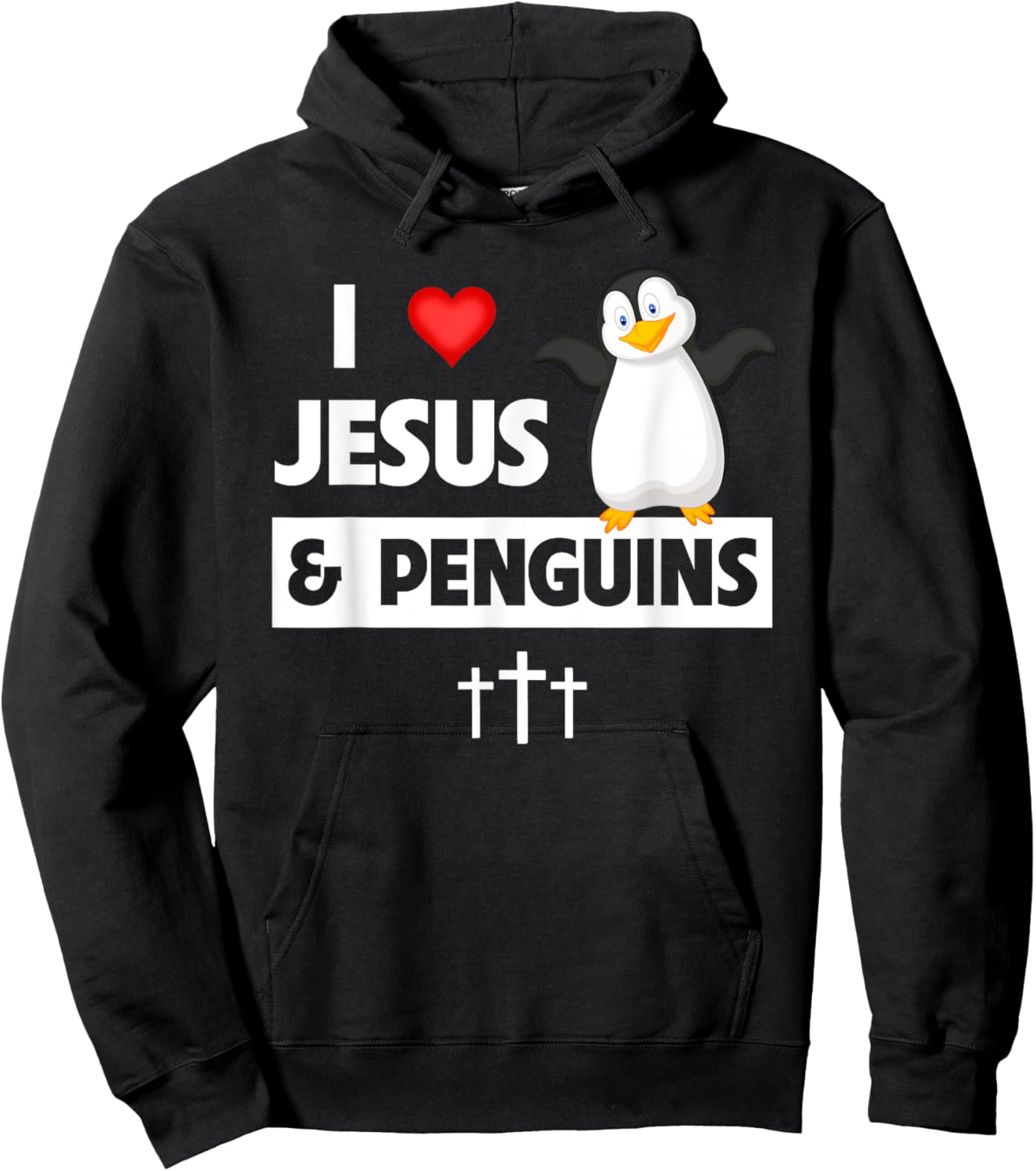 I Love Jesus and Penguins Christian Flightless Bird Bible Hoodie - Hoodie | Black