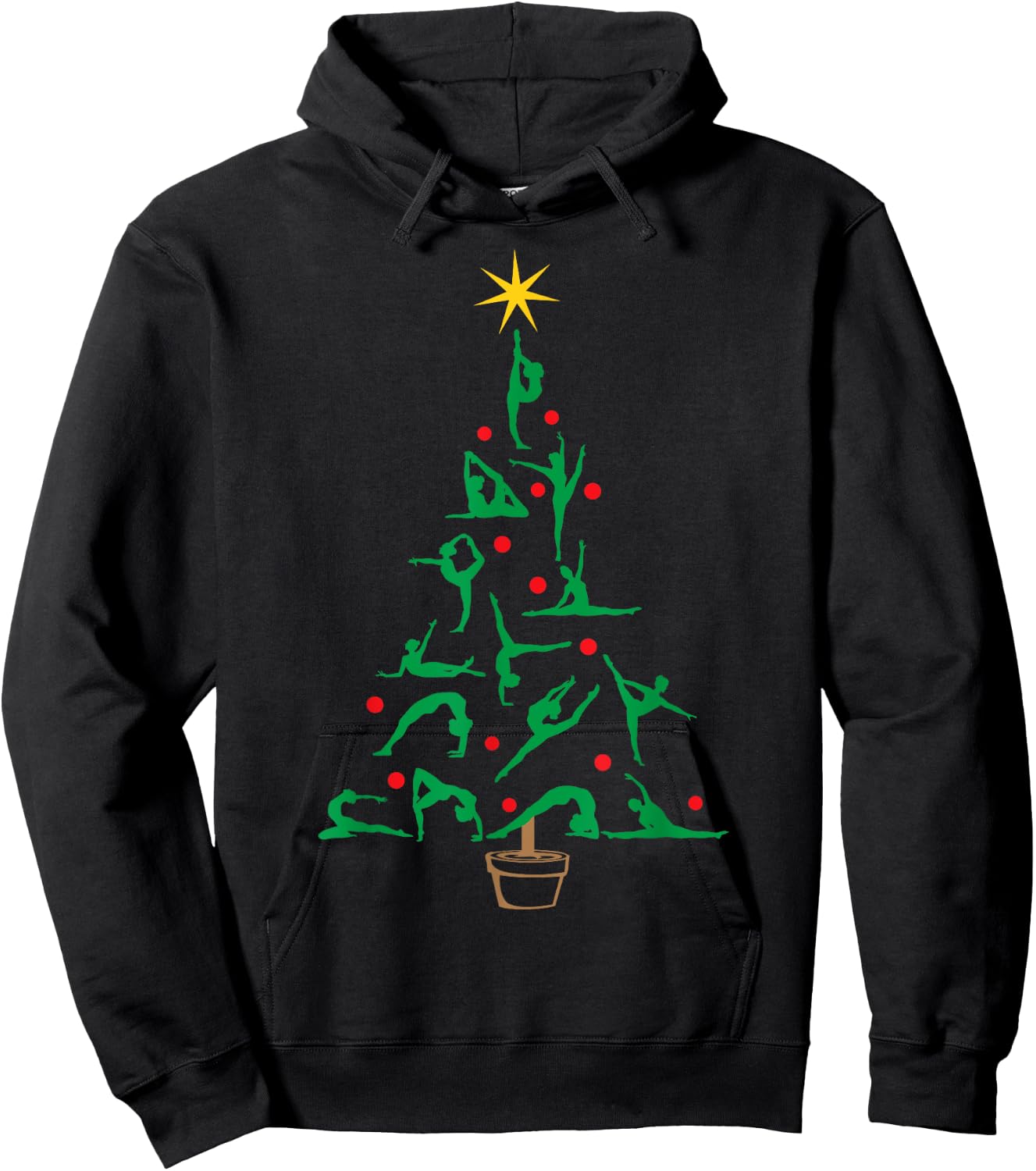 Xmas Gymnastics Yoga Christmas Tree Hoodie - Hoodie | Black