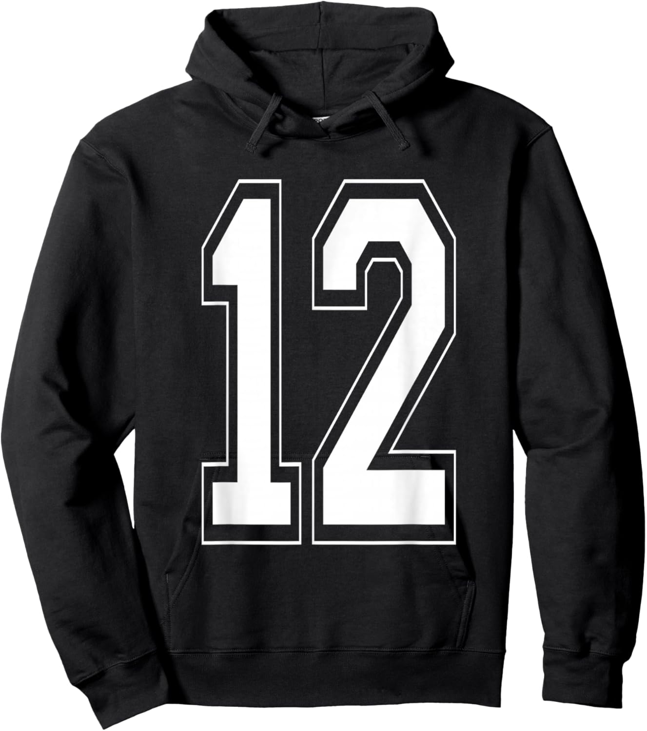 Number 12 Baseball Football Soccer Numbered Jersey Hoodie - Hoodie | Black