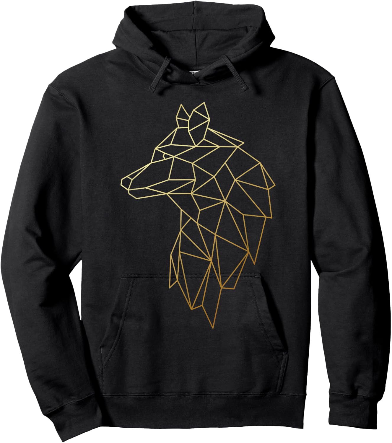 Cool Wolf Polygon Geometric Wolf Abstract Art Hoodie - Hoodie | Black