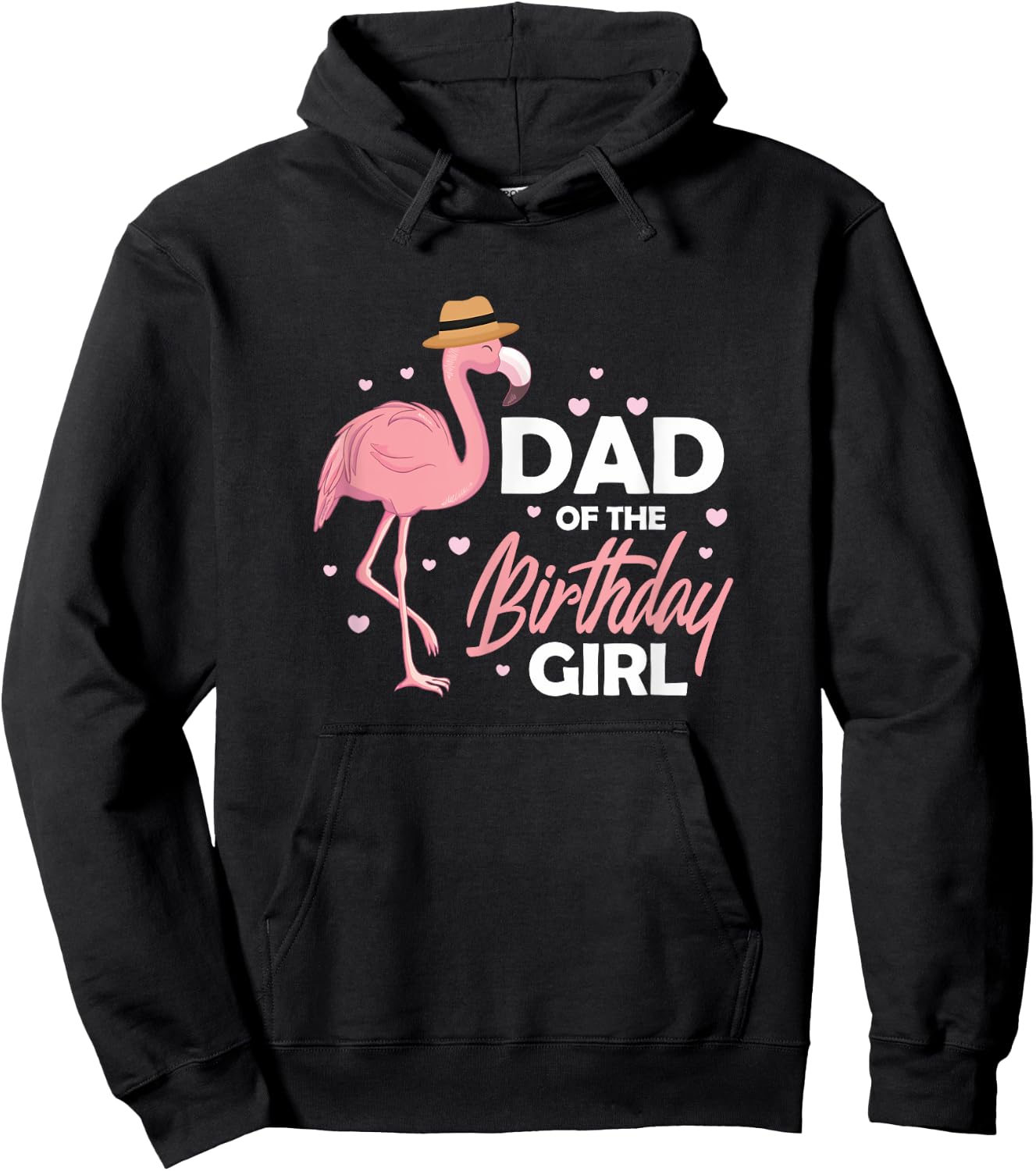 Dad Birthday Flamingo Daddy Family Matching Hoodie - Hoodie | Black
