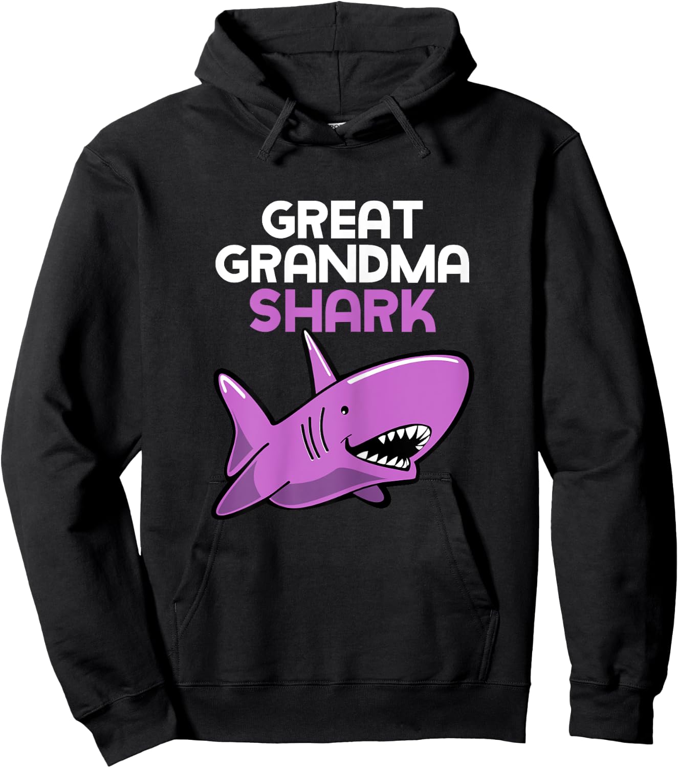 Great Grandma Shark Funny Family Hoodie - Hoodie | Black