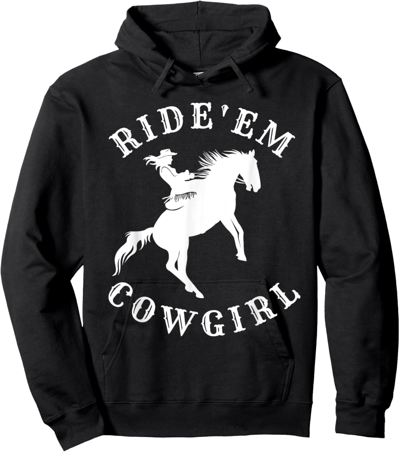 Western Ride'em Cowgirl Retro Vintage counrty arch Hoodie - Hoodie | Black