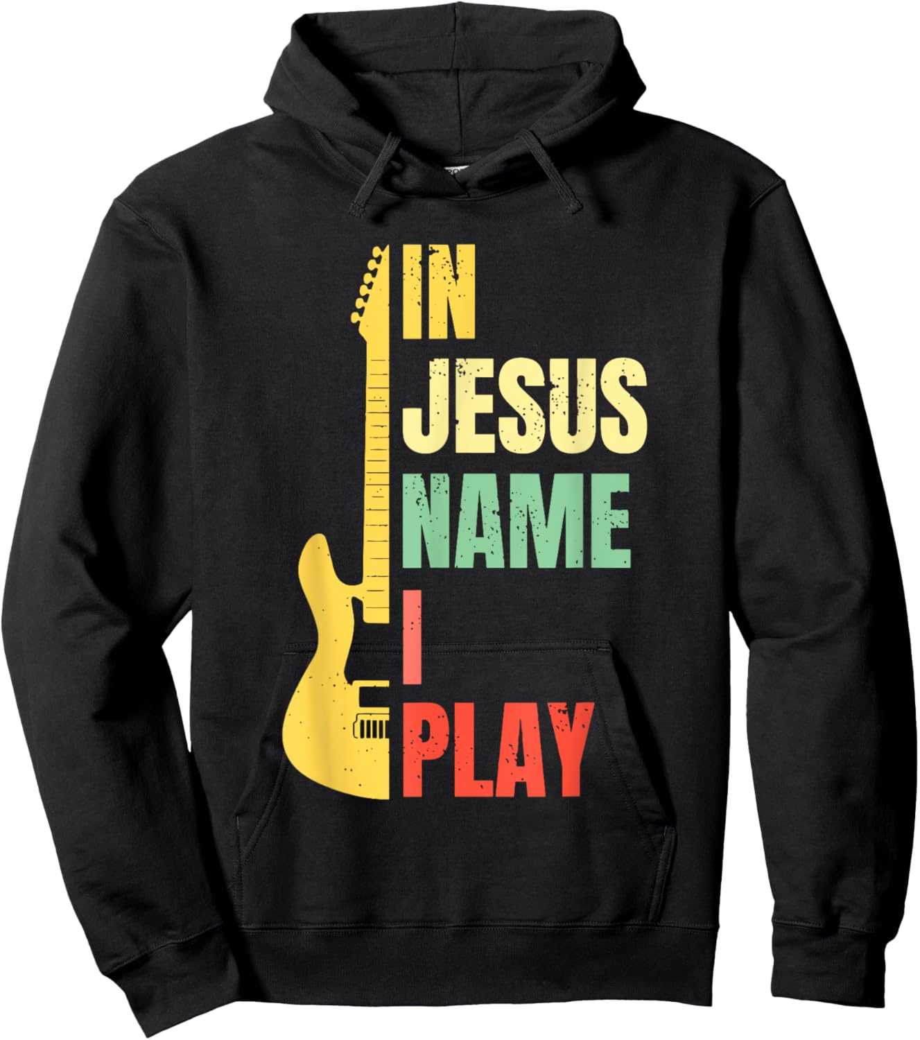 In Jesus Name I Play Guitar Christian Bass Musician Vintage Hoodie - Hoodie | Black