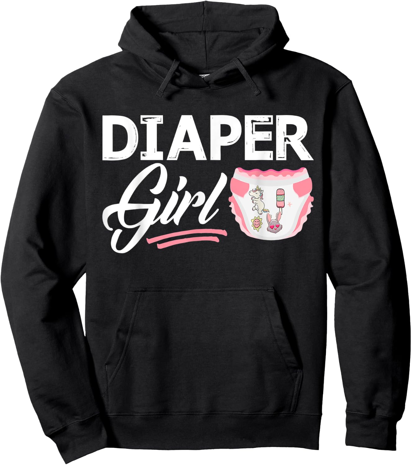 Diaper Girl Baby Diaper Boy Padded Princess Little One Girl Hoodie - Hoodie | Black