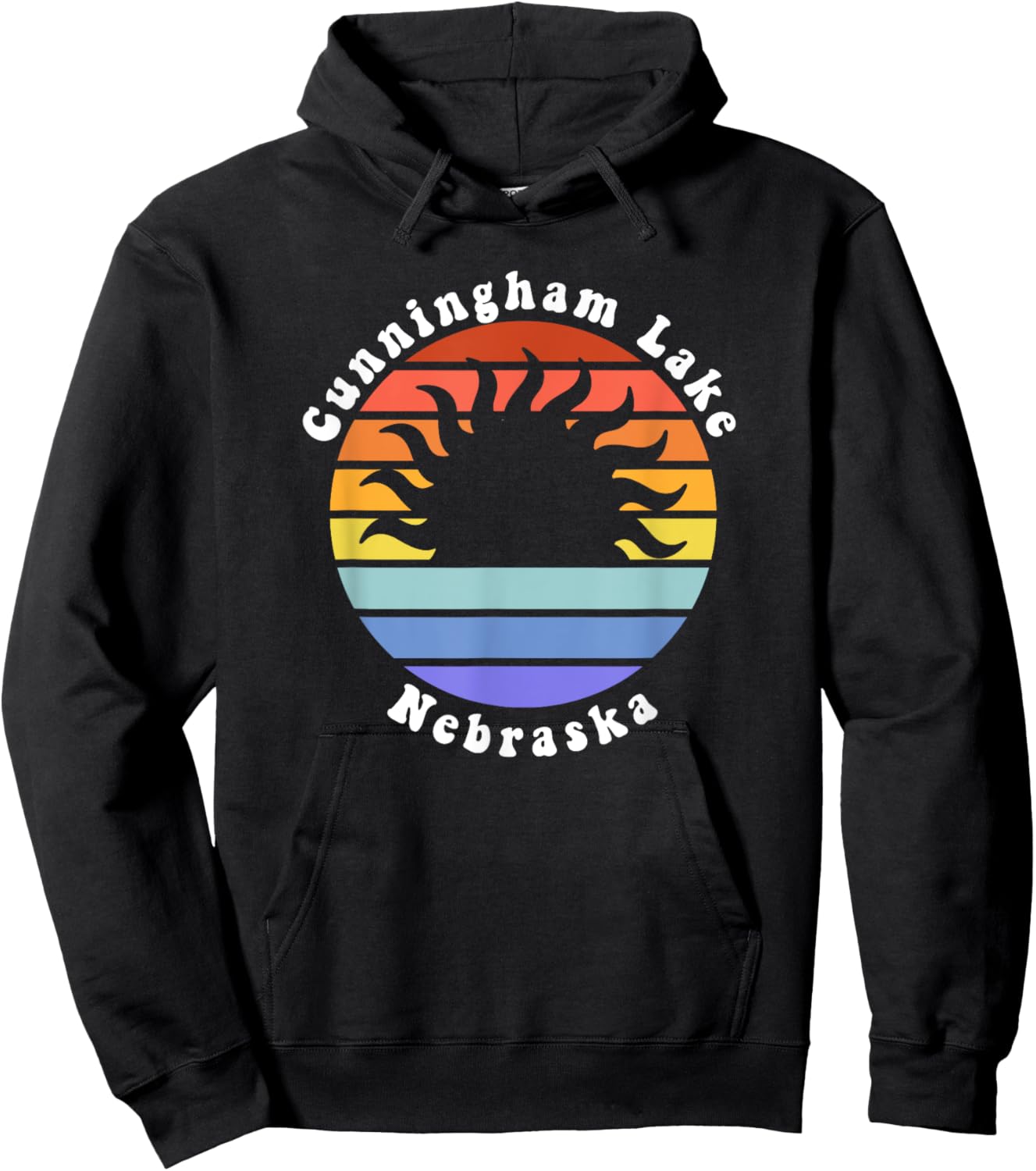 Cunningham Lake Nebraska Sunrise Family Vacation Souvenir Hoodie - Hoodie | Black