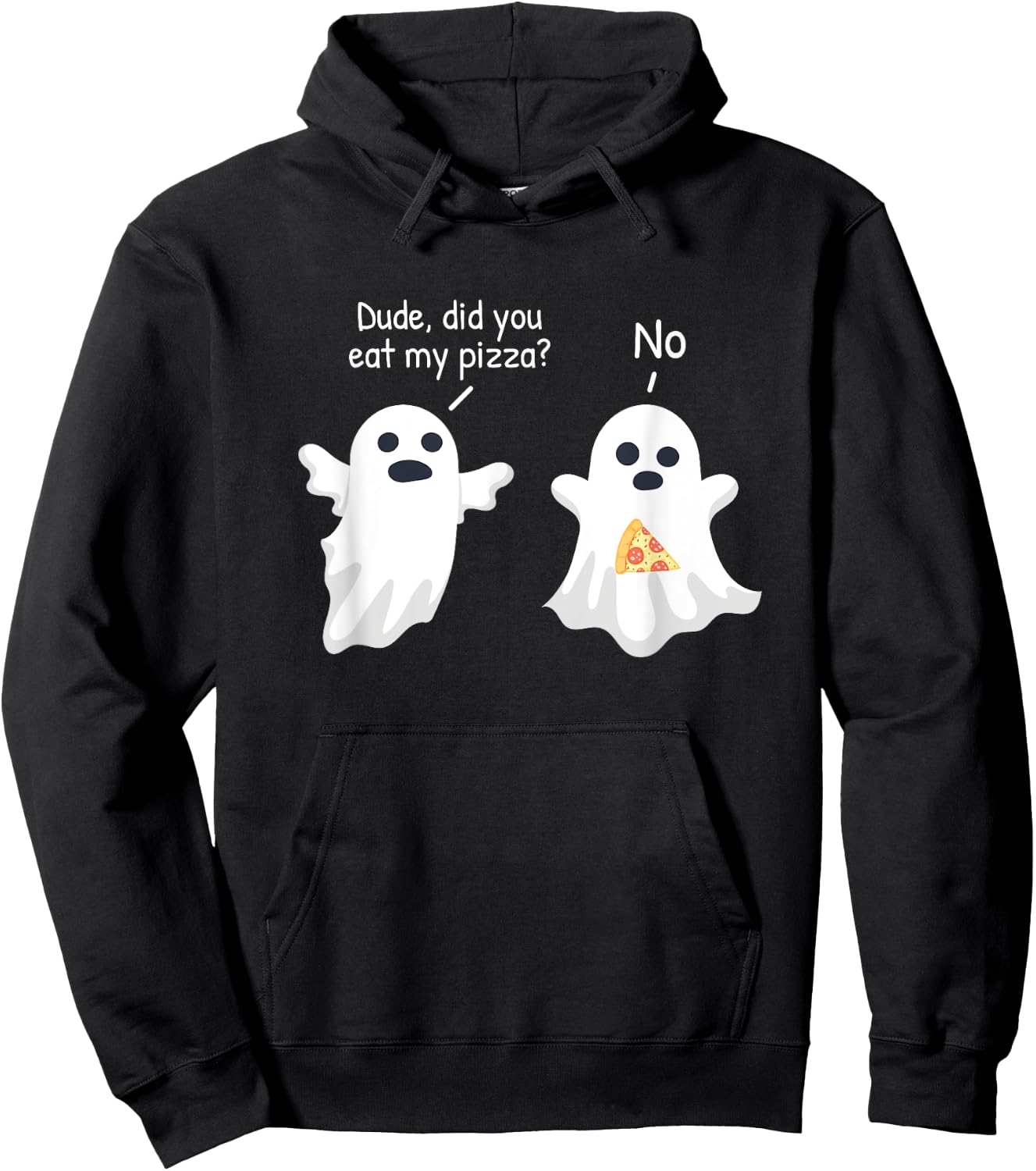 Halloween Shirts, Ghost Pizza Hoodie - Hoodie | Black