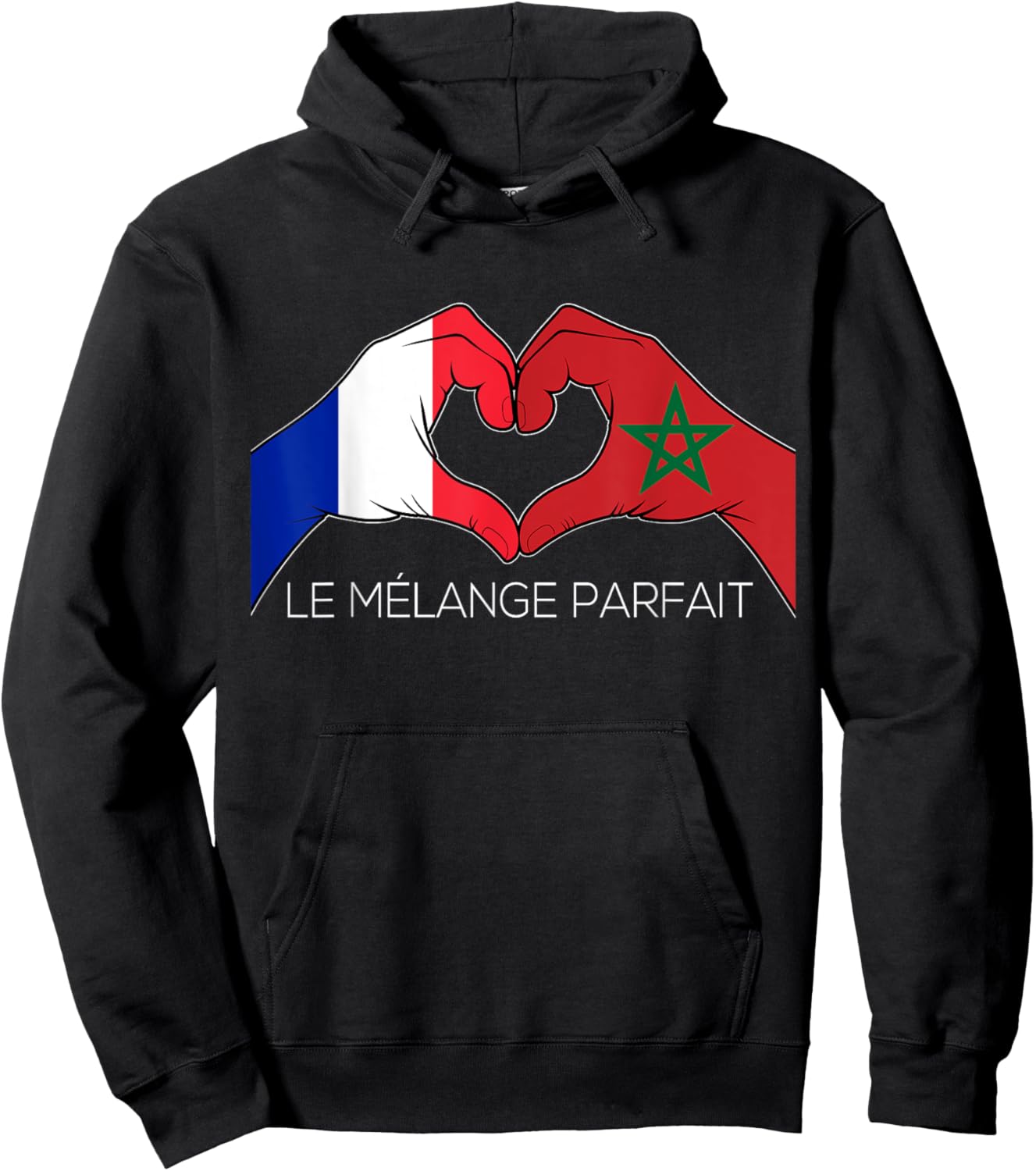 France and Morocco French Moroccan Le Mélange Parfait Coeur Hoodie - Hoodie | Black
