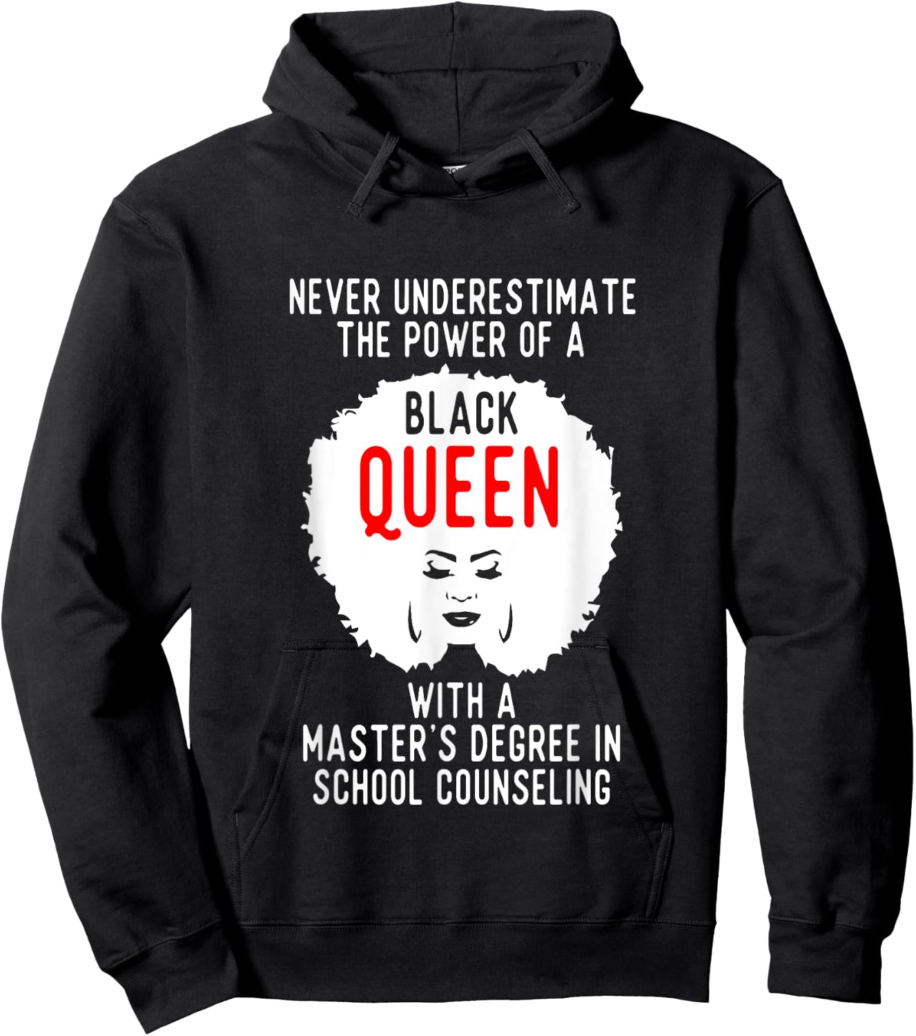 Black Queen Power School Counseling Masters Graduation Hoodie - Hoodie | Black