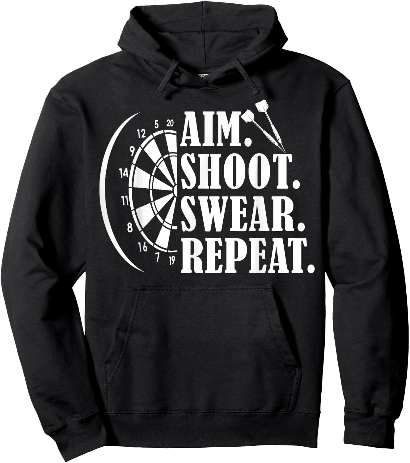 Aim Shoot Swear Repeat Vintage Darts Board Darts Champion Hoodie - Hoodie | Black