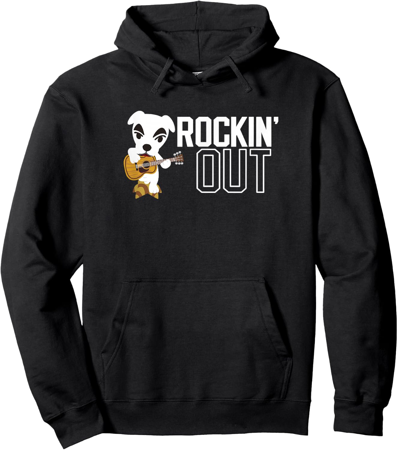 Animal Crossing K.K. Slider Rockin' Out Black & White Poster Hoodie - Hoodie | Black