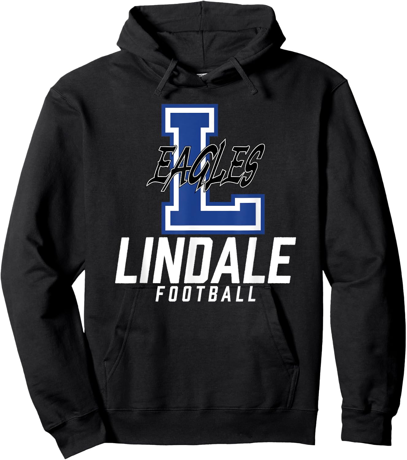 Lindale Eagles Logo Football Team HS Hoodie - Hoodie | Black