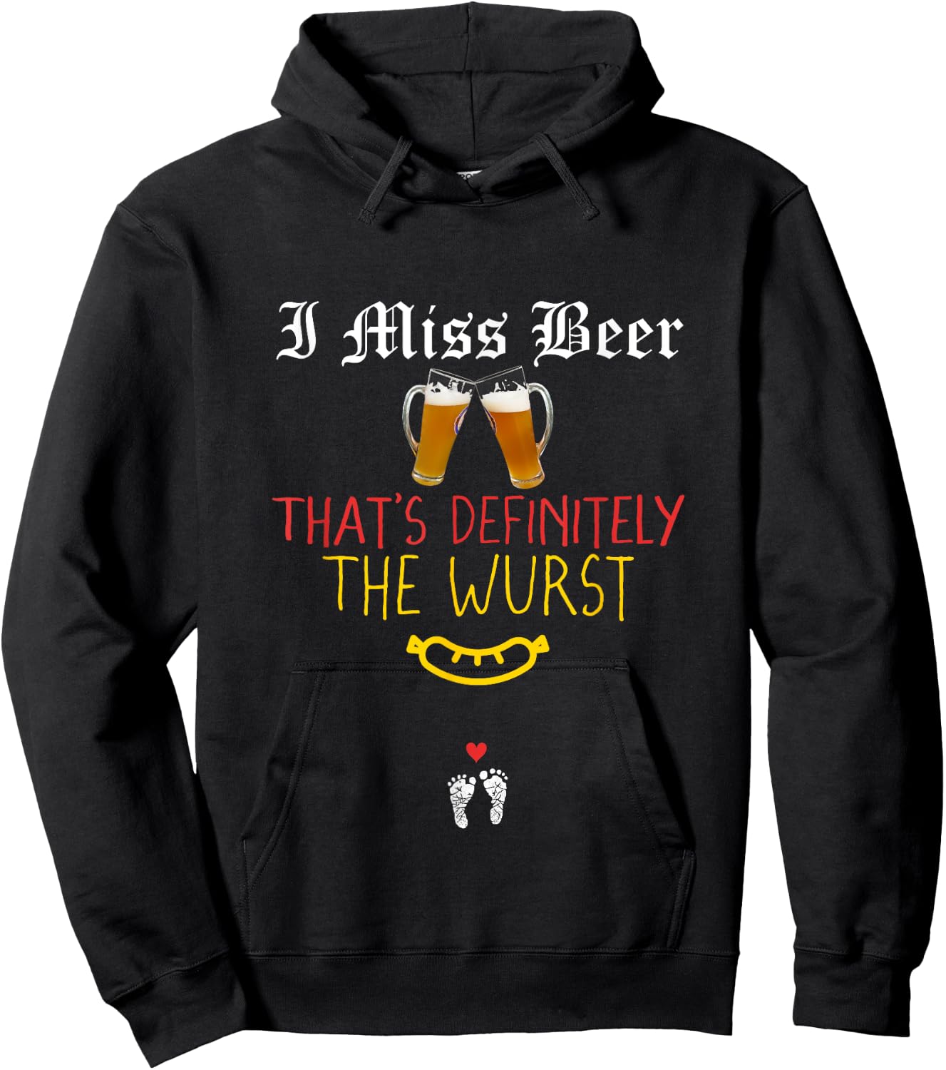 Expecting Mom Wurst Beer Oktoberfest Pregnancy Reveal Hoodie - Hoodie | Black