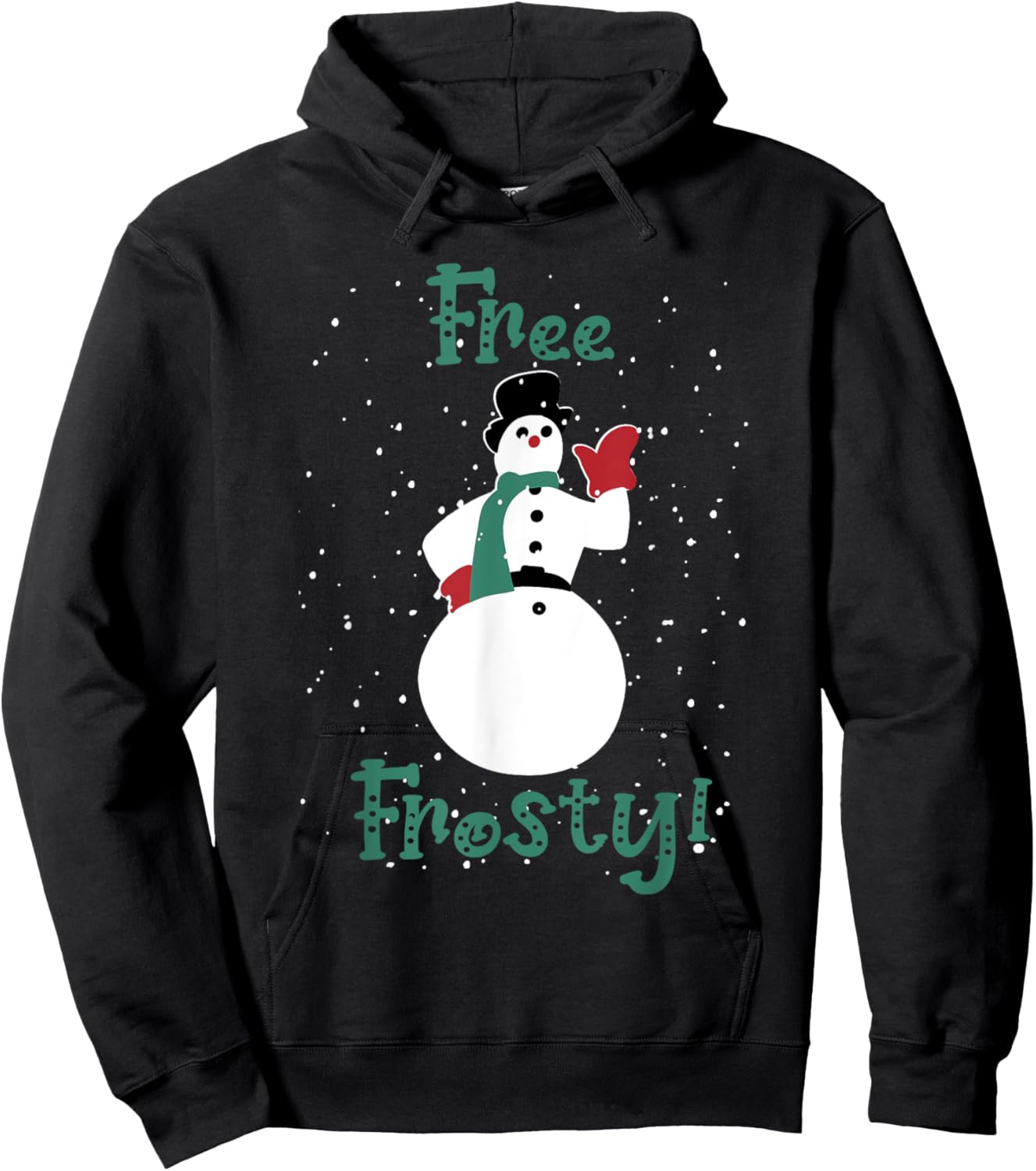 Free Frosty Snowman In Winter Snows White Xmas Hoodie - Hoodie | Black