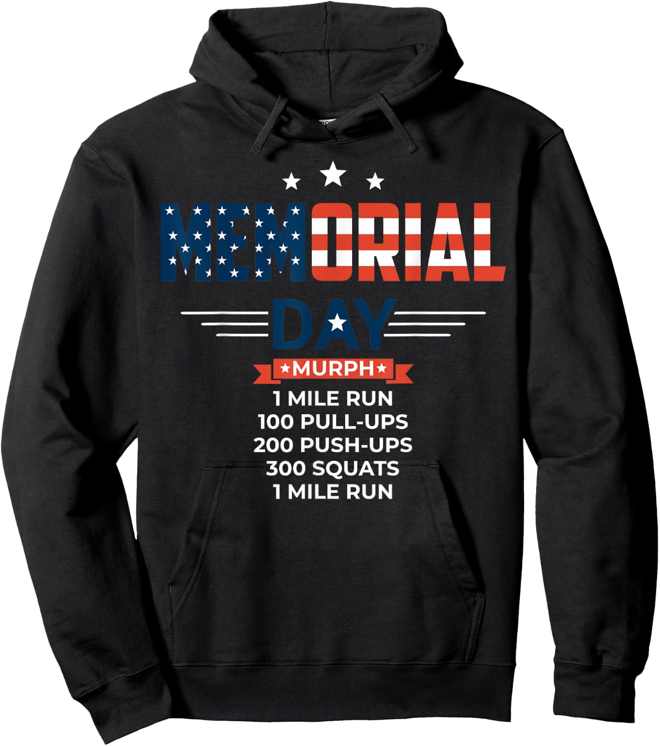 Murph 2021 Memorial Day Workout Patriotic WOD Gift Women Men Hoodie - Hoodie | Black
