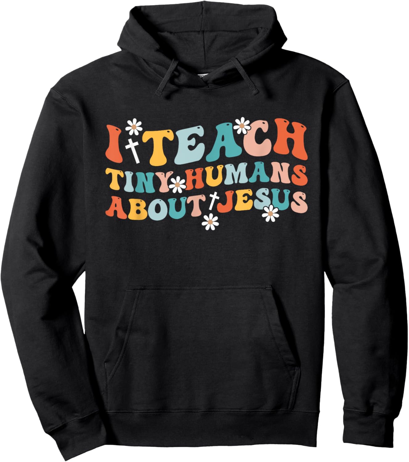 Groovy I Teach Tiny Human About Jesus Christian Teacher Hoodie - Hoodie | Black