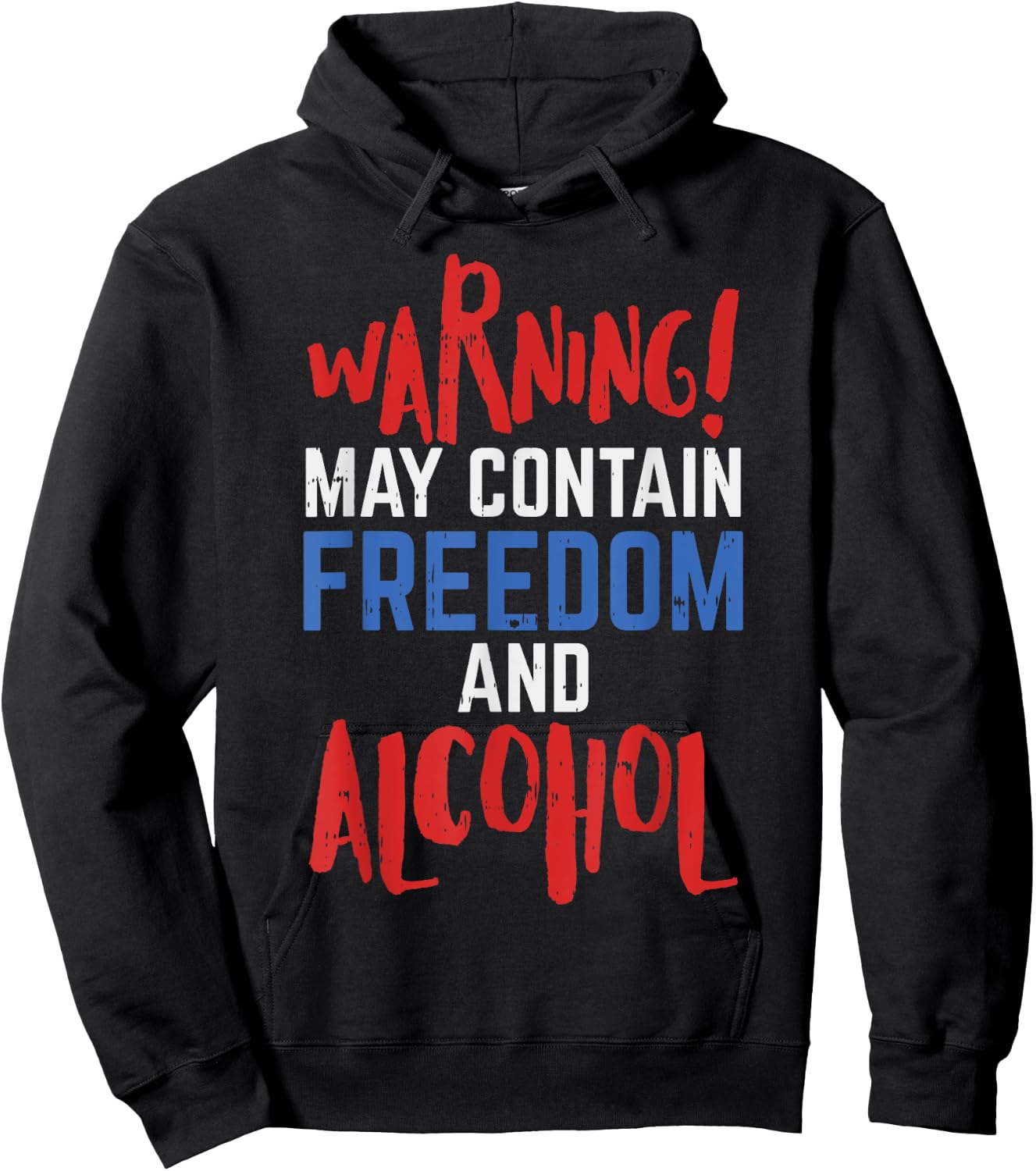 Warning May Contain Freedom And Alcohol Funny 4th Of July Women Men Hoodie - Hoodie | Black