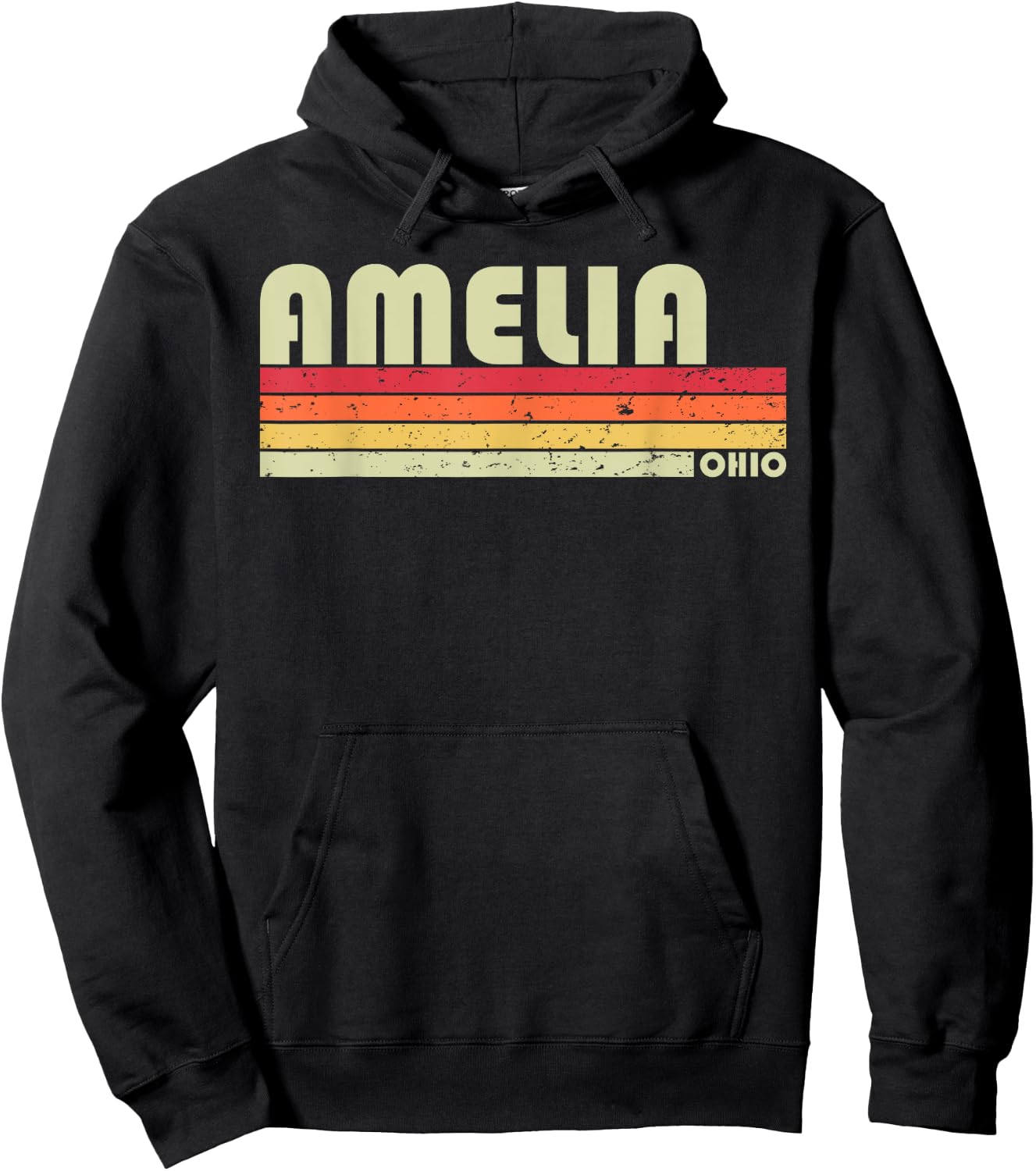 AMELIA OH OHIO Funny City Home Roots Gift Retro 70s 80s Hoodie - Hoodie | Black