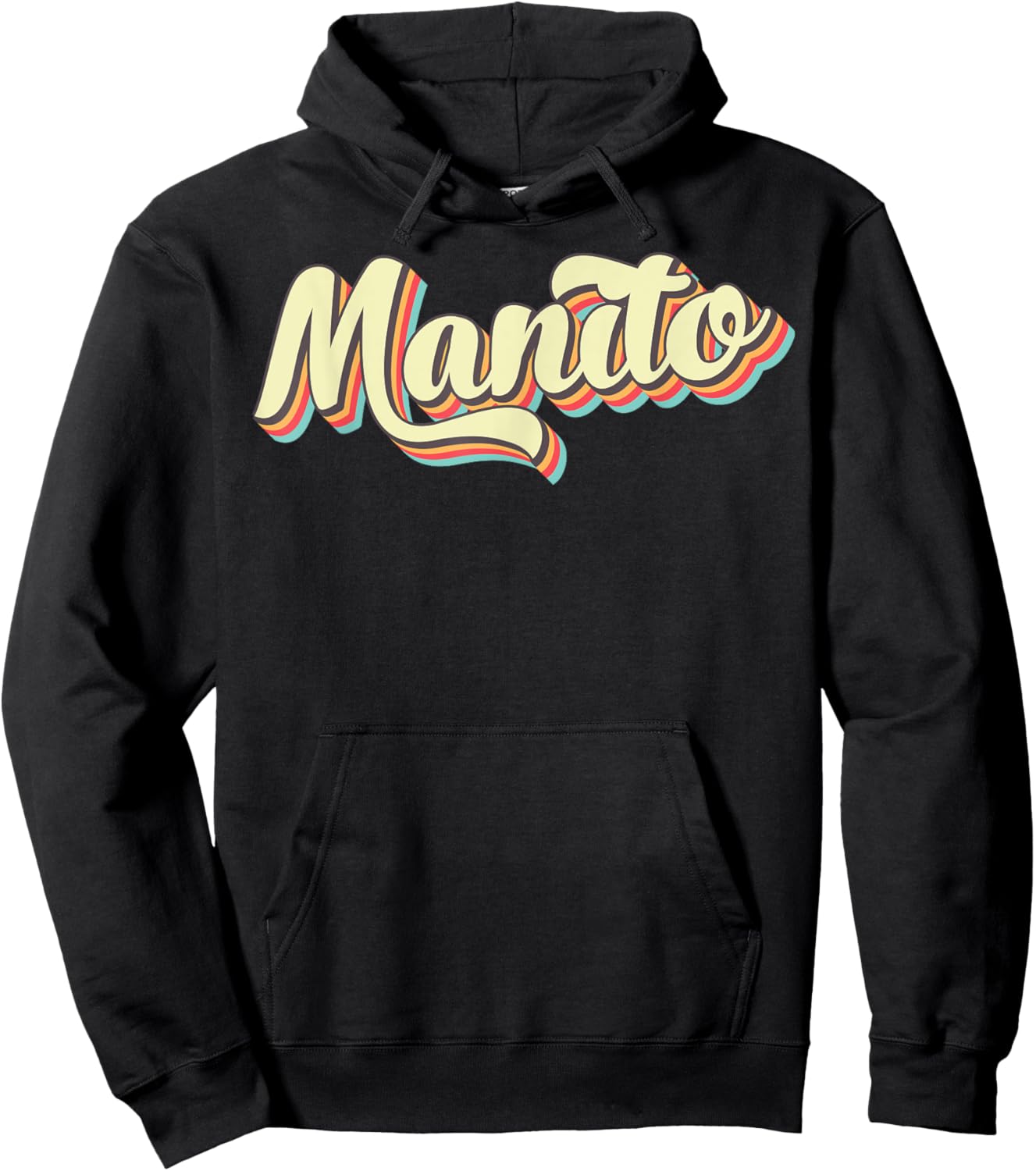 Manito Retro Art Baseball Font Vintage Hoodie - Hoodie | Black