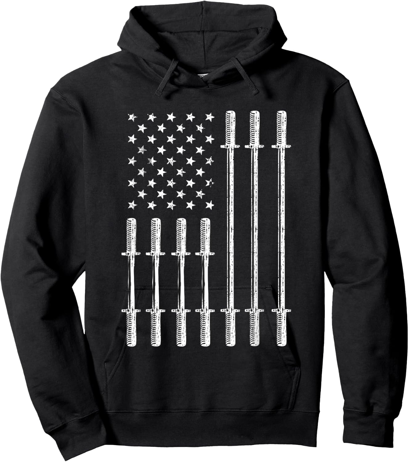 USA Flag Bar Weightlifting Patriotic American US Flag Gym Hoodie - Hoodie | Black