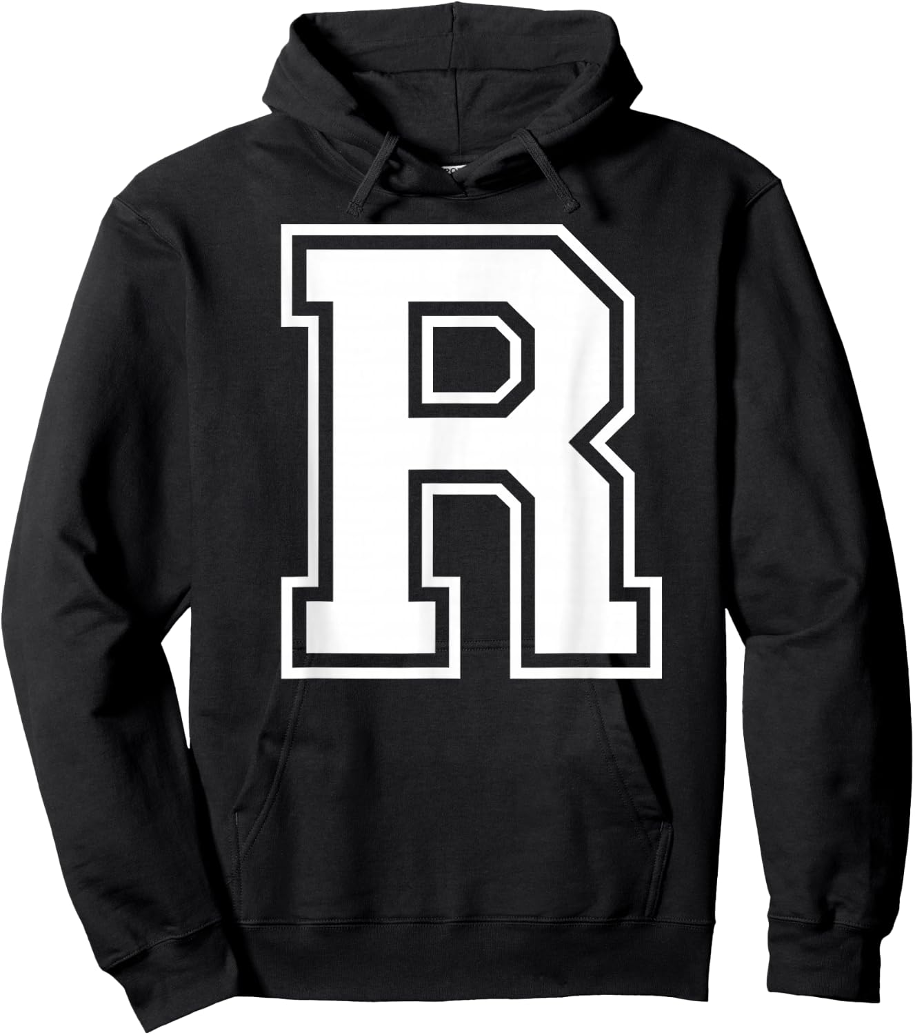 Letter R Capital Alphabet College Varsity Monogram Club Hoodie - Hoodie | Black