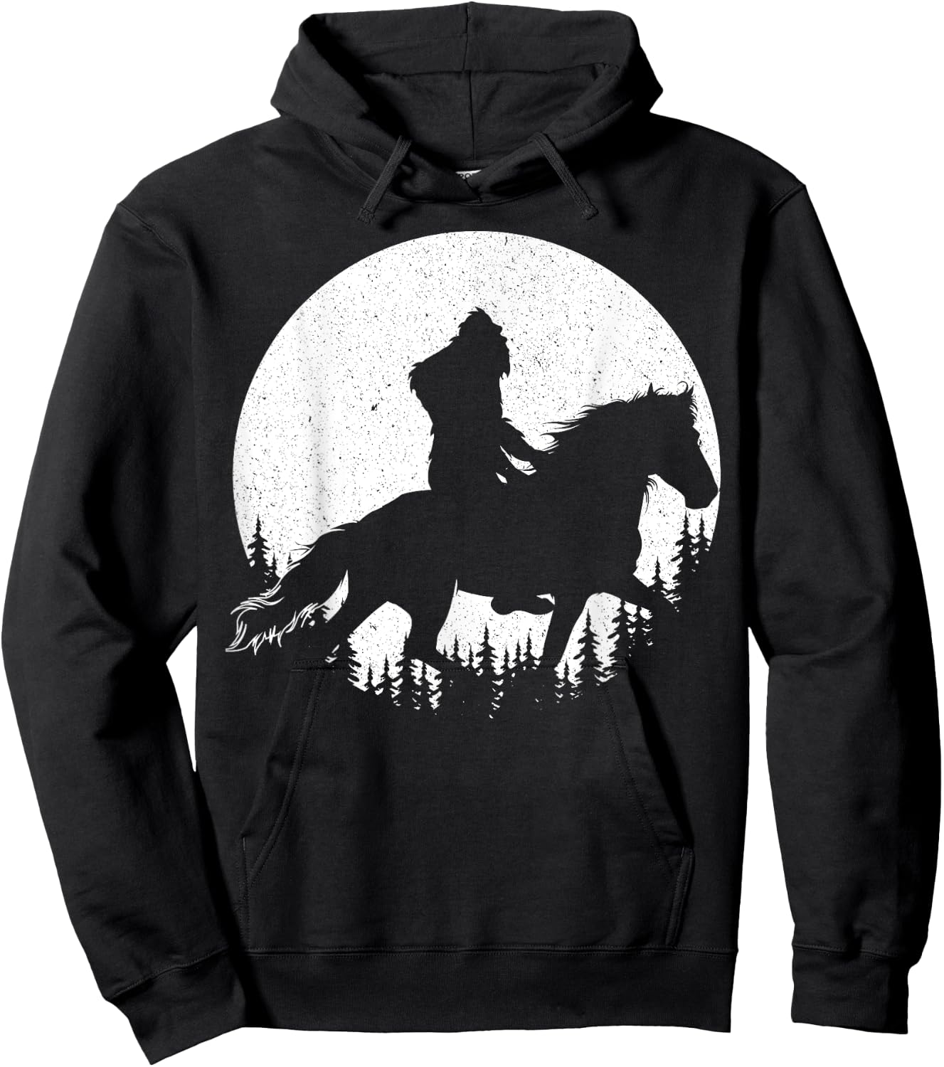 Bigfoot Riding A Horse Equestrian Men Women Sasquatch Horses Hoodie - Hoodie | Black