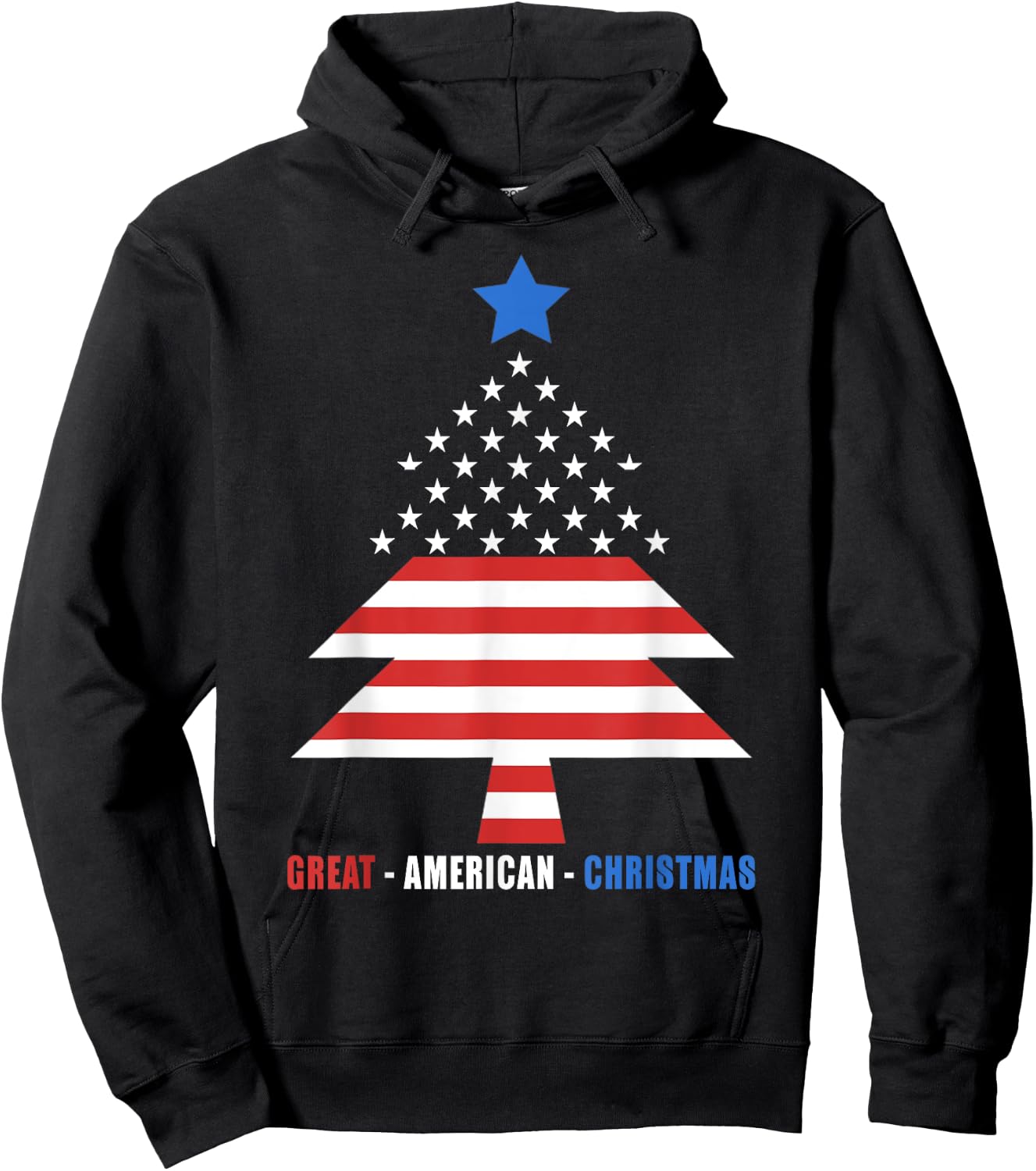 Great American Christmas Patriotic Christmas Tree Women Kids Men Hoodie - Hoodie | Black