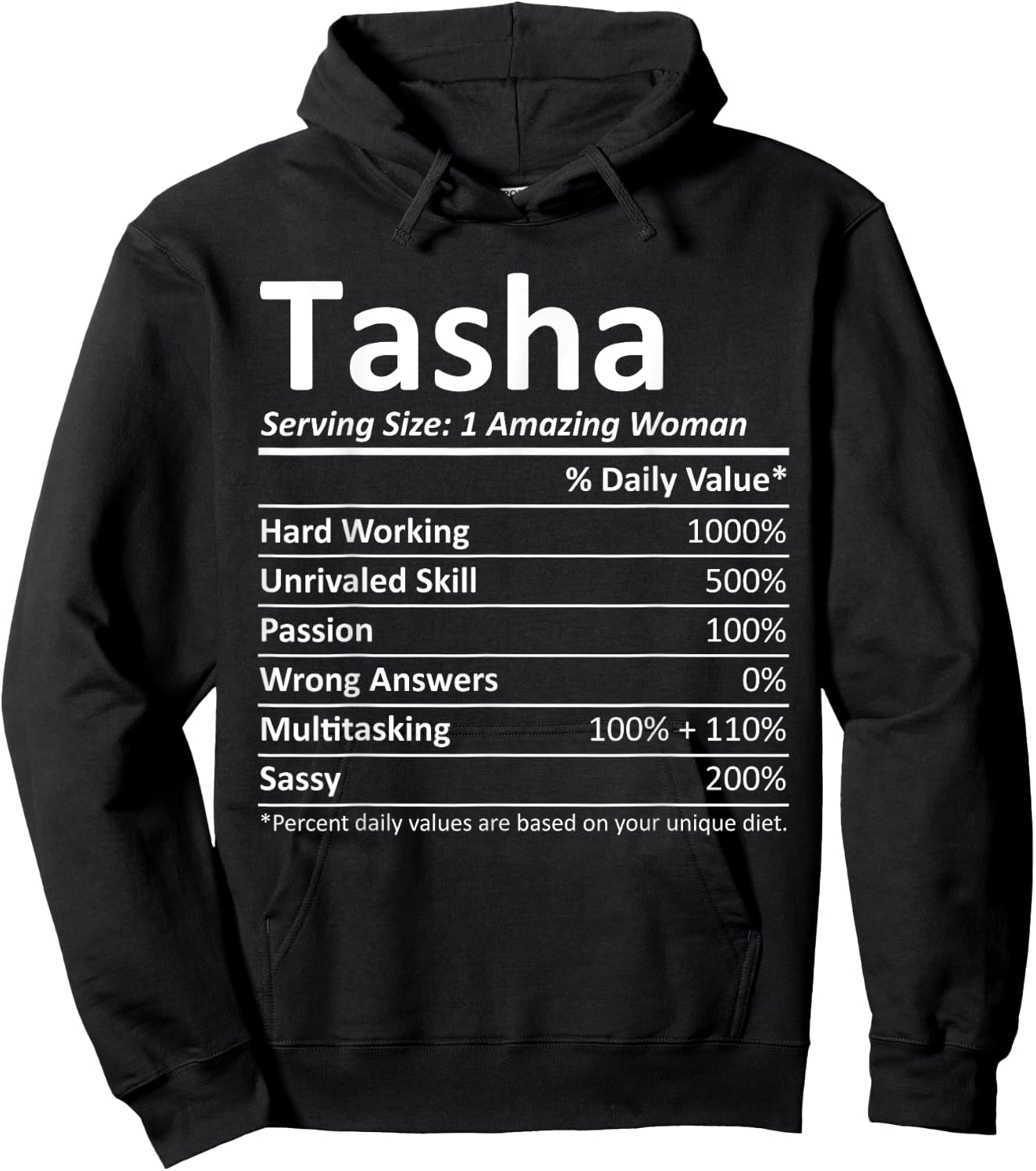 TASHA Nutrition Personalized Name Funny Christmas Gift Hoodie - Hoodie | Black