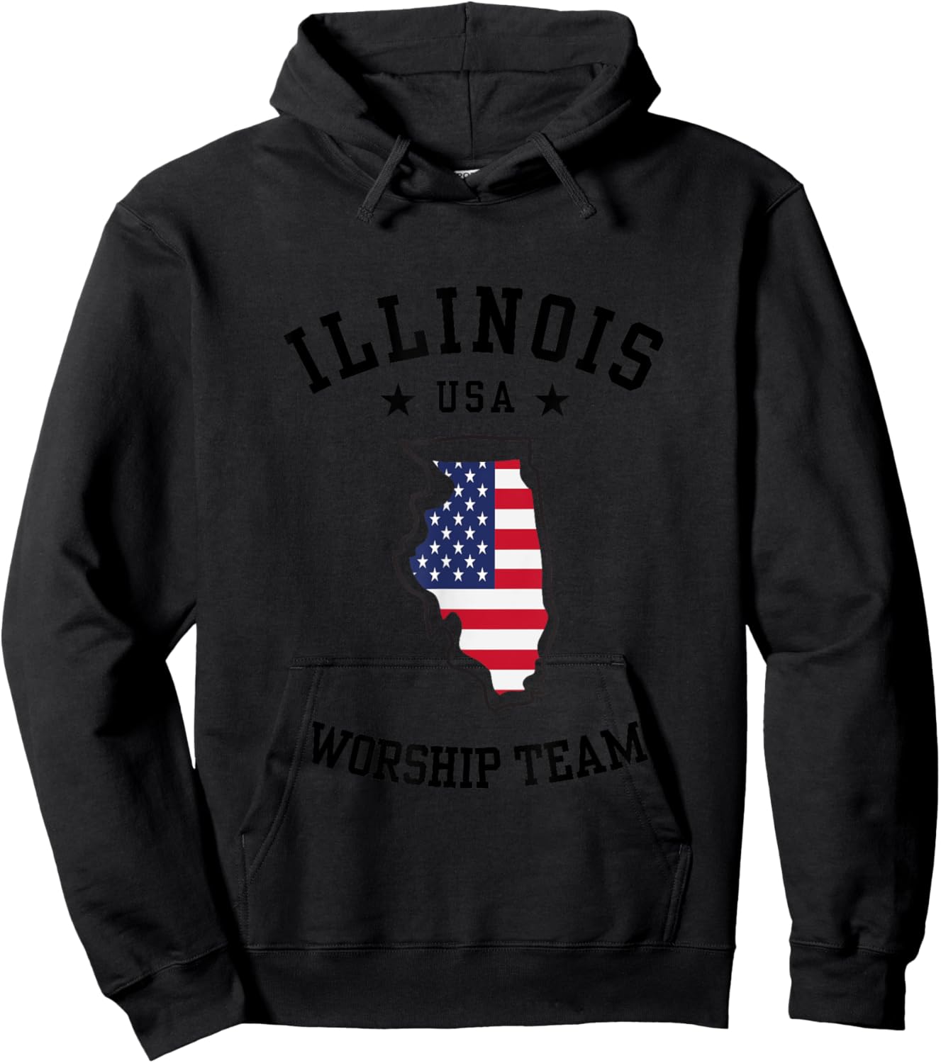 Worship Team. Illinois. America Flag. Christian Faith Hoodie - Hoodie | Black