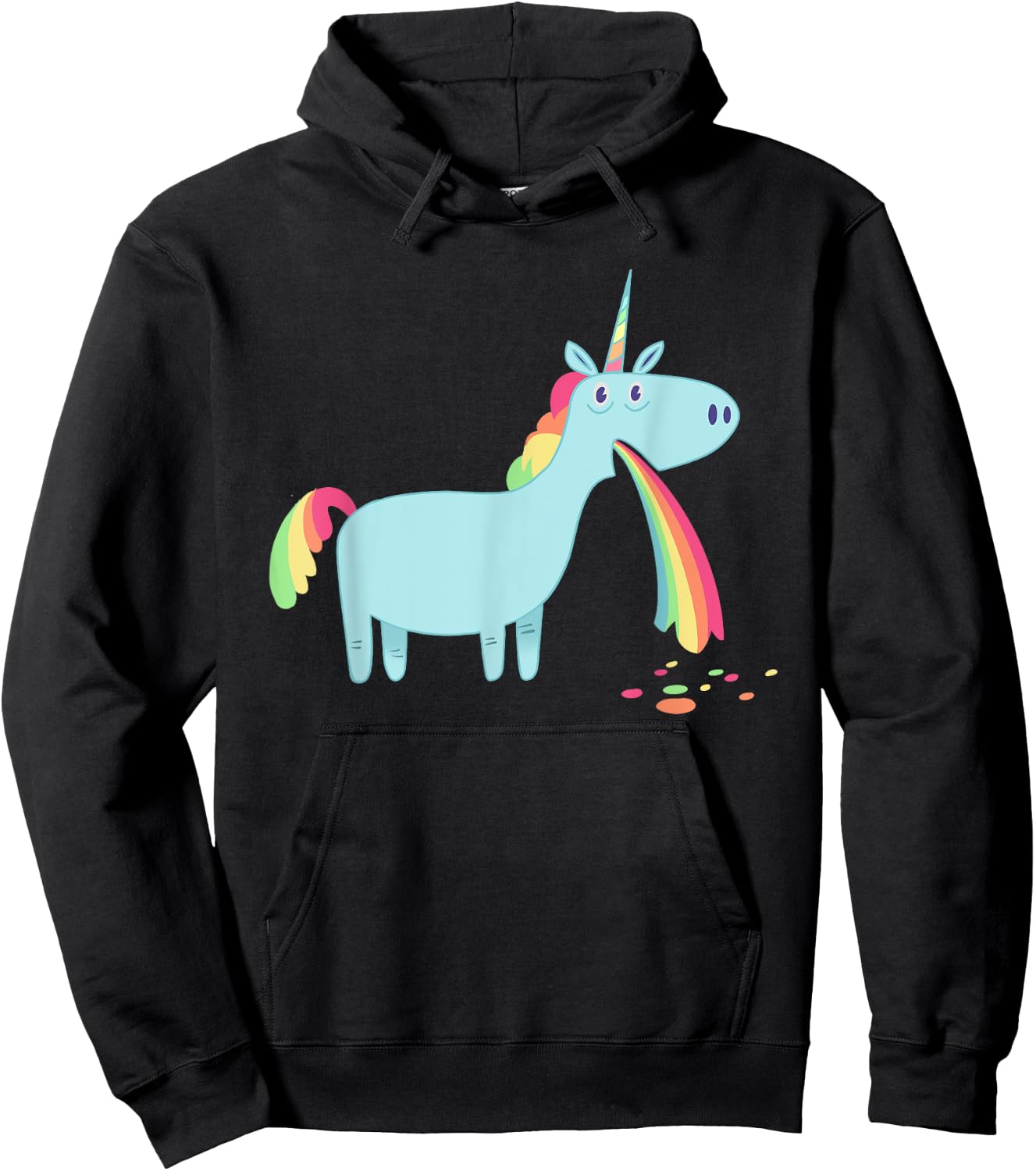 Unicorn vomiting rainbow spew graphic Hoodie - Hoodie | Black