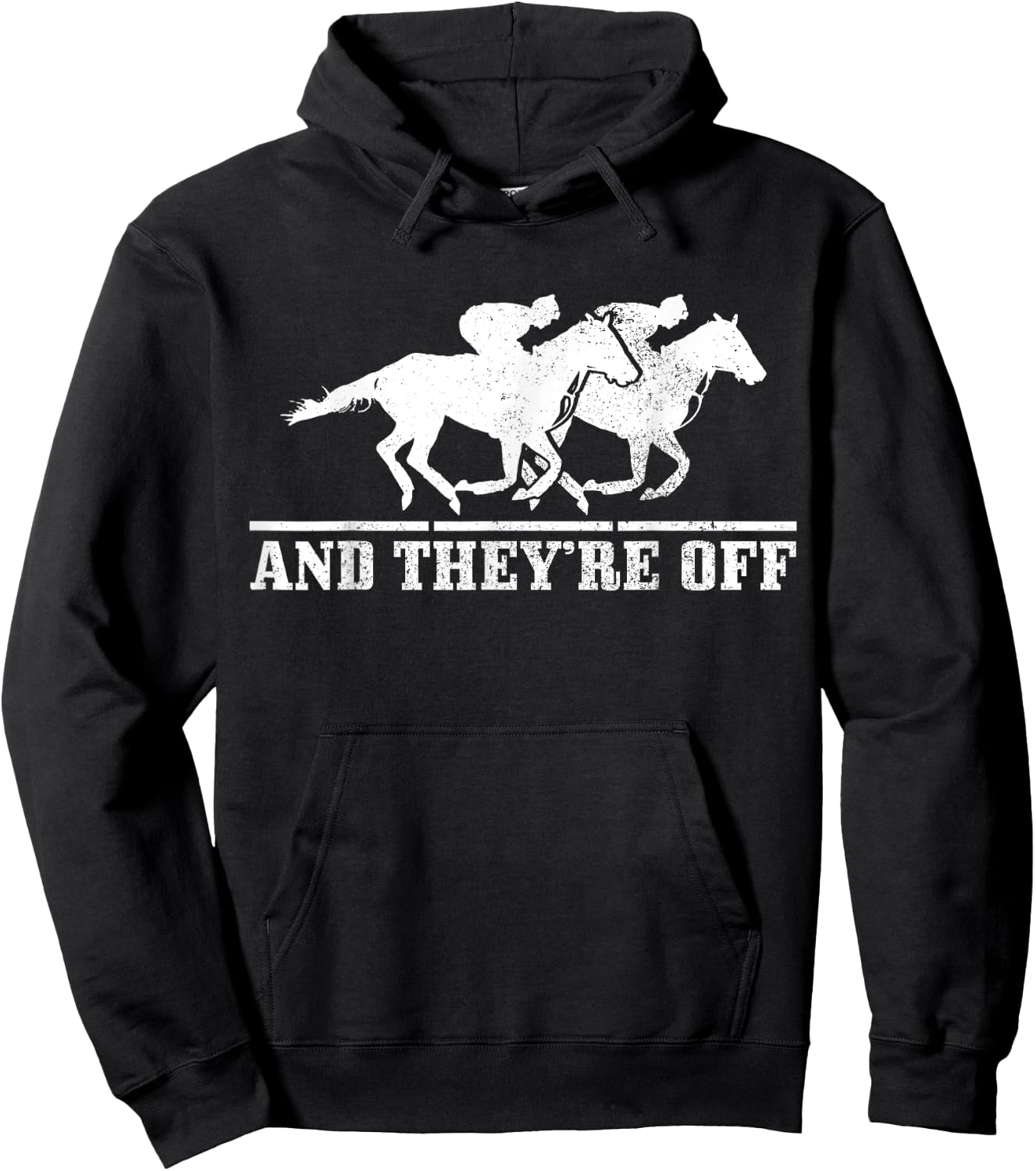 And They're Off Horse Racing Funny Gift Hoodie - Hoodie | Black