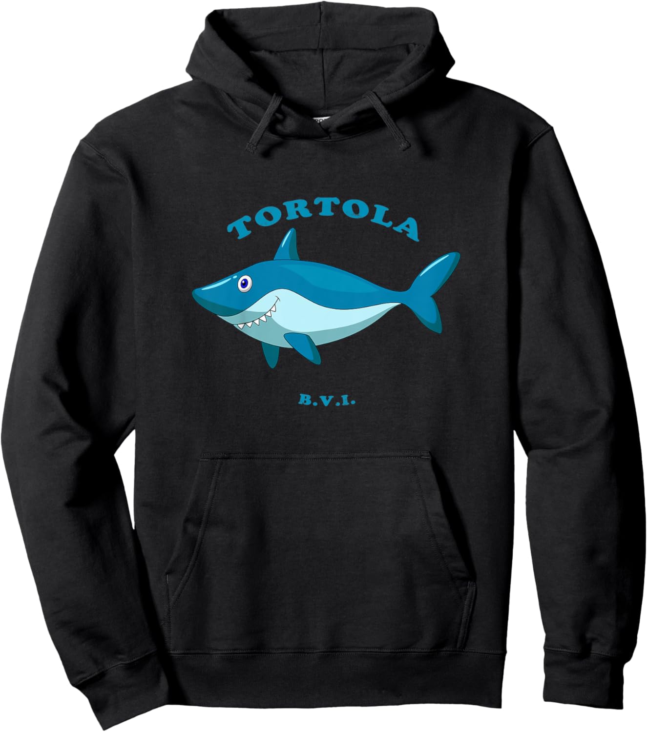 Kids Children's Tortola, BVI Shark Vacation Hoodie - Hoodie | Black