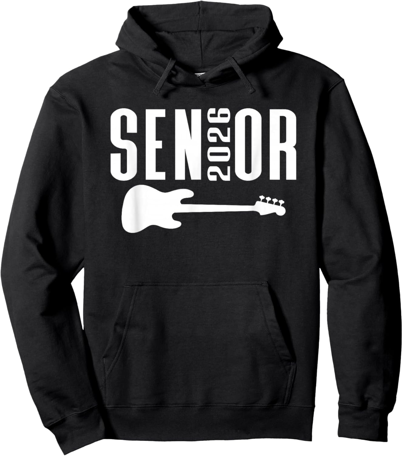 Class of 2026 Senior Music Themed Bass Guitar Player Graphic Hoodie - Hoodie | Black