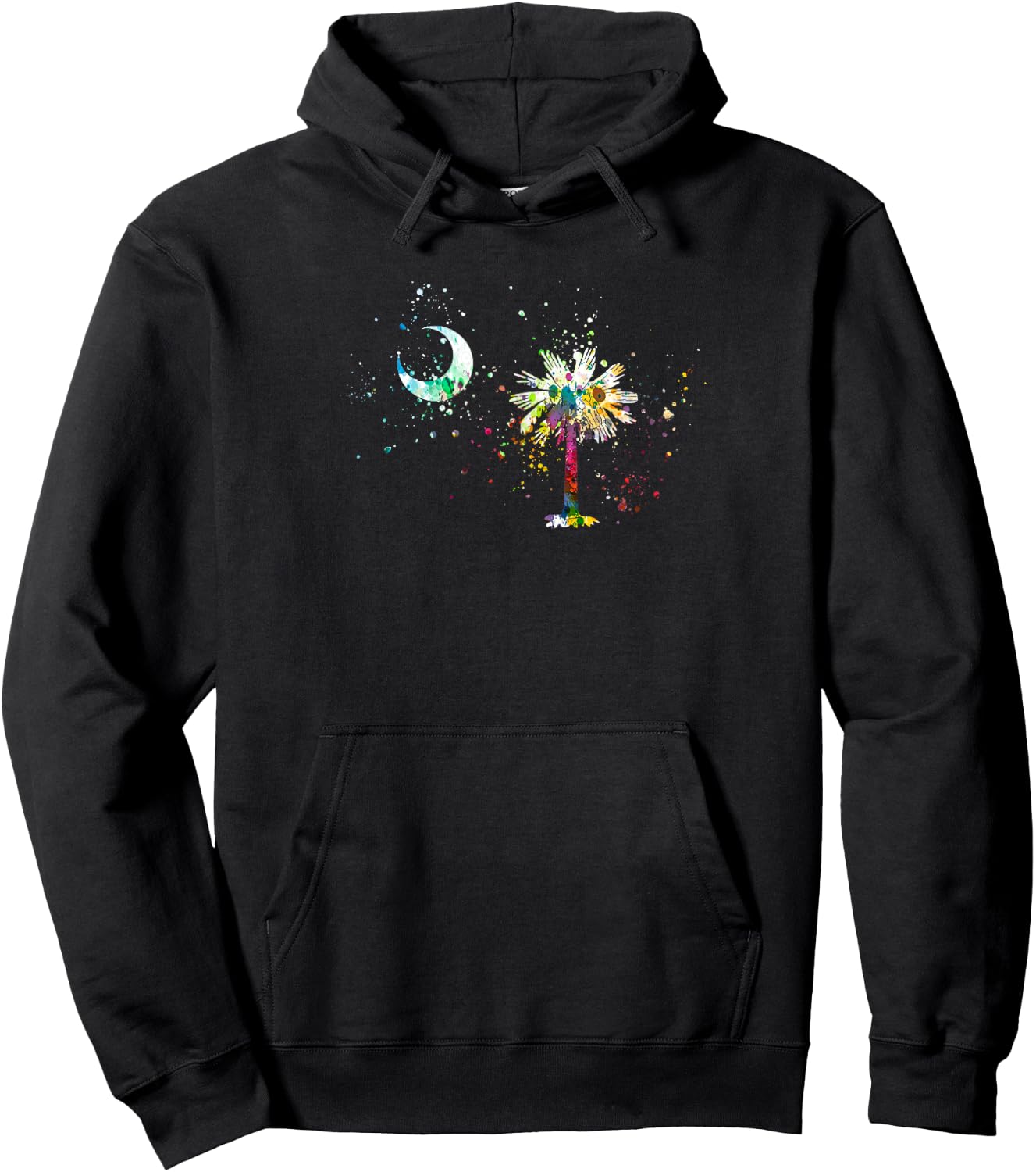 South Carolina Flag Palmetto Tree and Moon Colourful Design Hoodie - Hoodie | Black