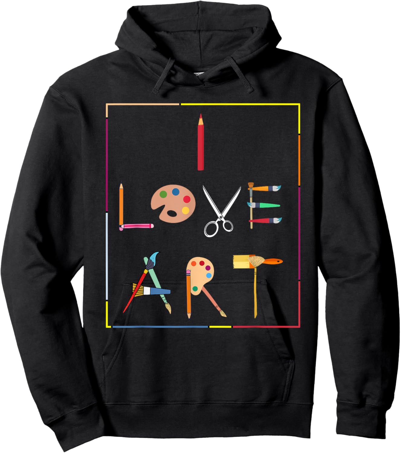 Inspiring Saying I Love Art Artist Appreciation Women Men Hoodie - Hoodie | Black